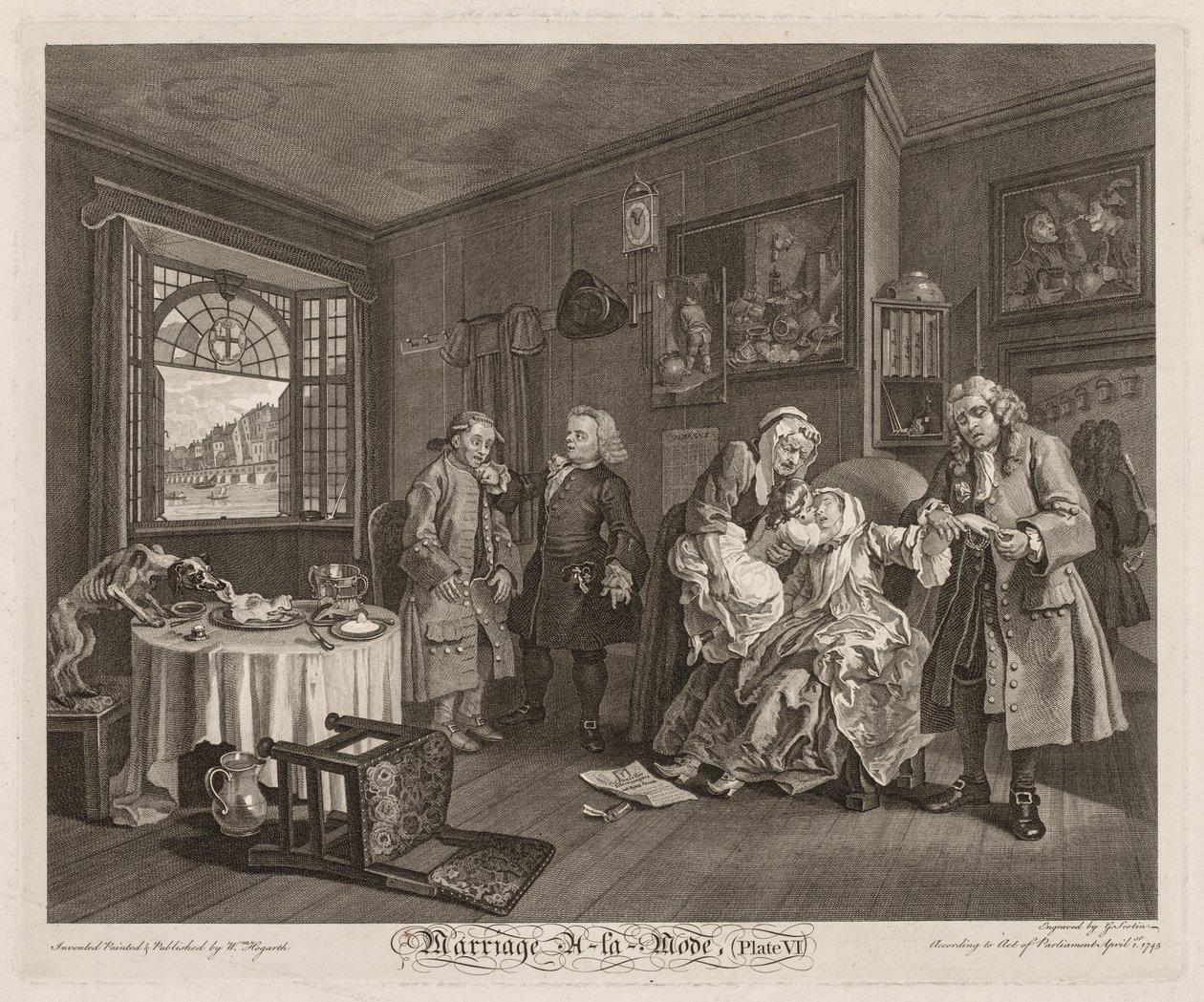 Marriage à la Mode: De dood van de gravin, 1745 door William Hogarth