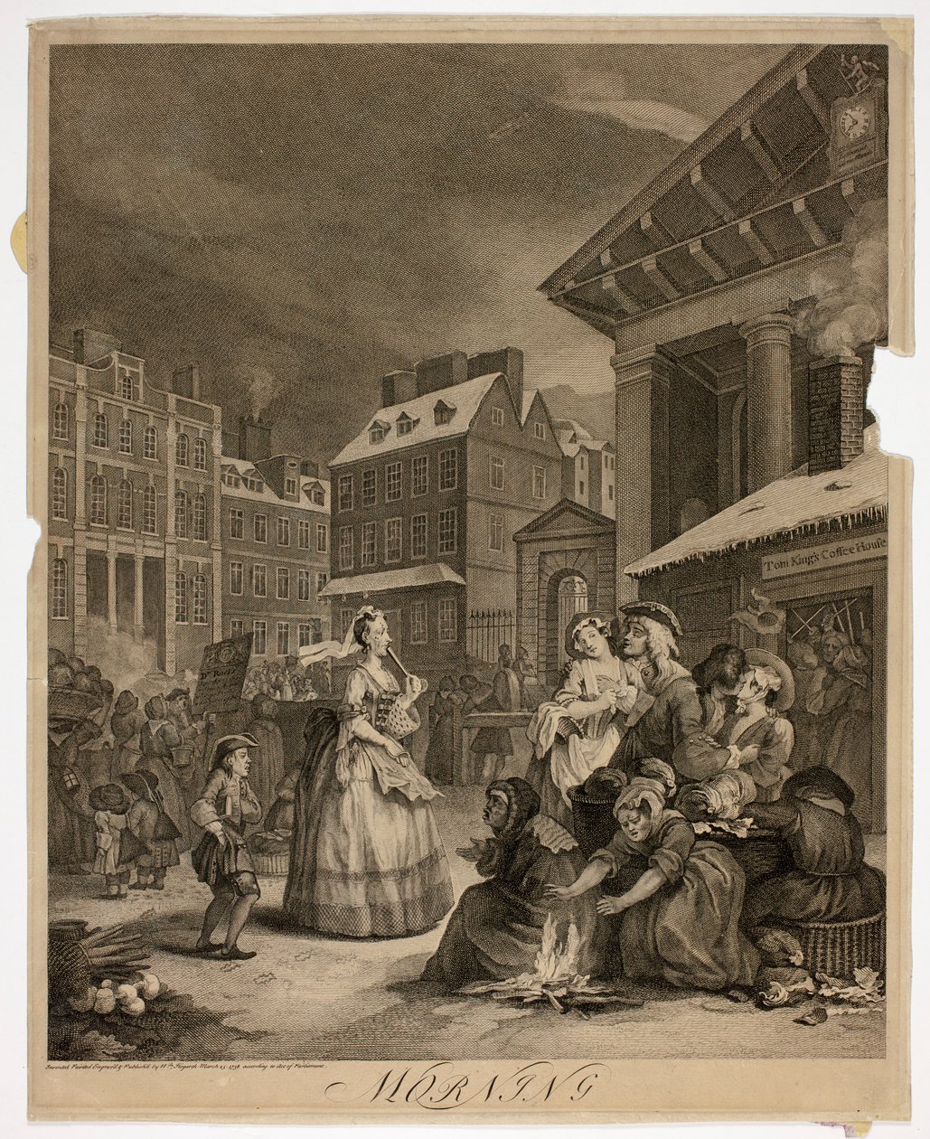 Ochtend, plaat één uit De vier tijden van de dag door William Hogarth