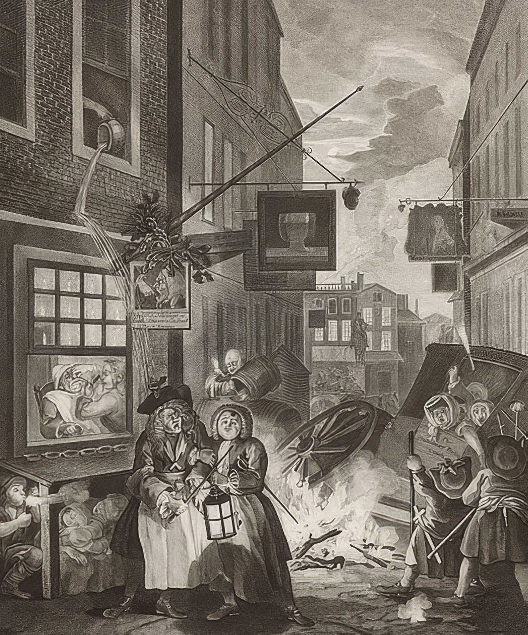Nacht. Uit: De vier tijden van de dag. 1738 door William Hogarth