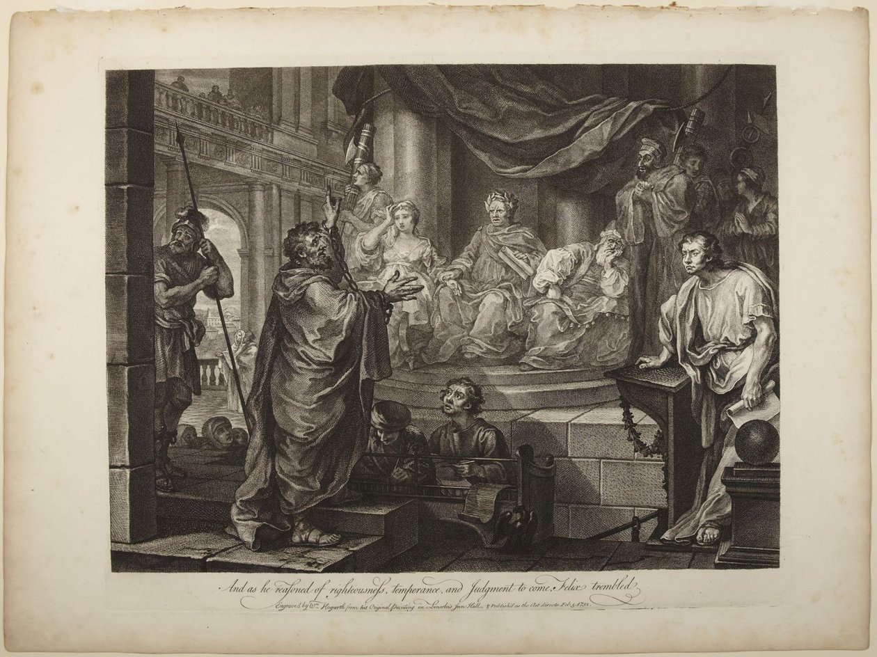 Paulus voor Felix door William Hogarth