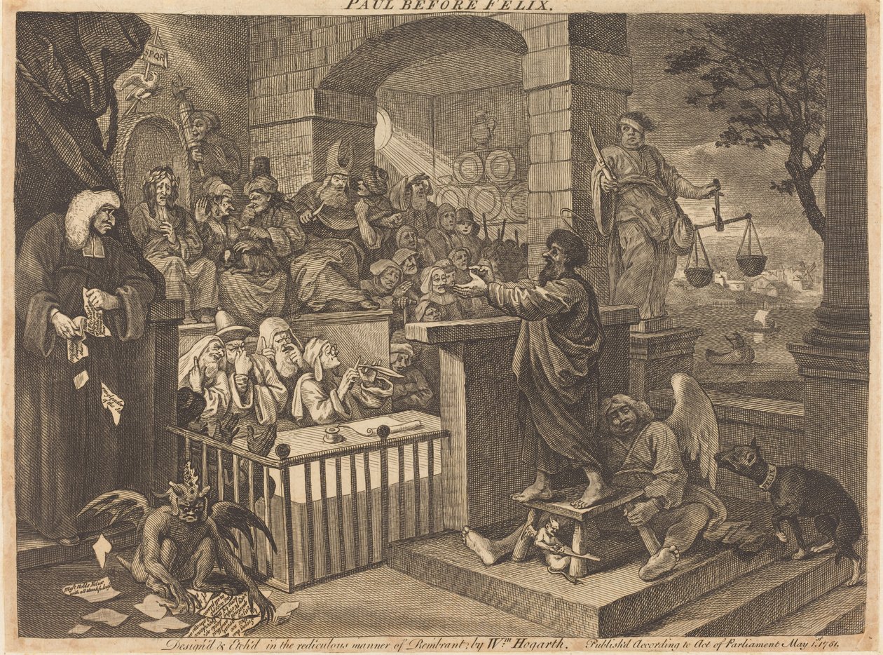 Paul voor Felix Burlesqued door William Hogarth