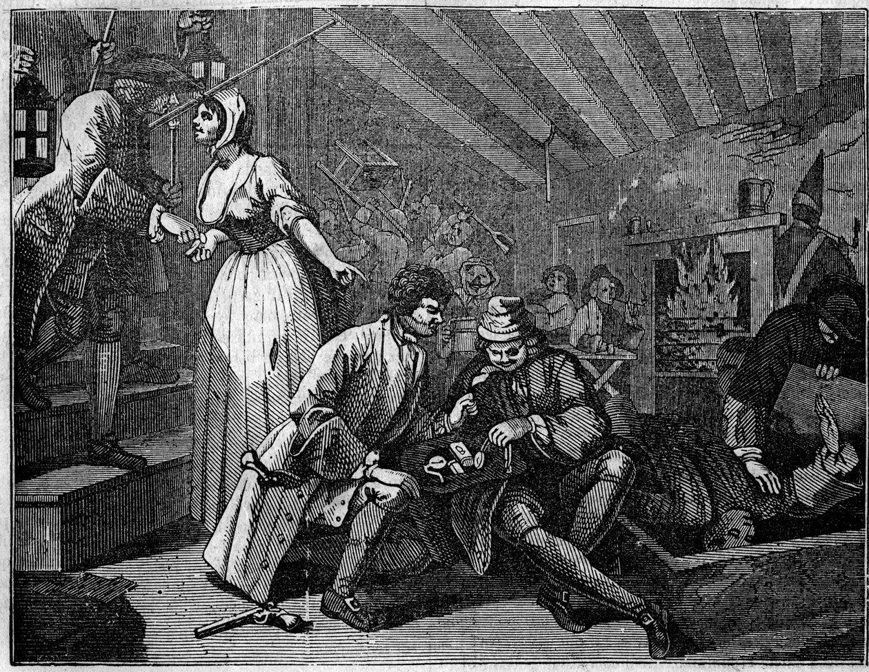 Plaat uit een serie van 12 gravures door William Hogarth, Britse illustrator, getiteld 