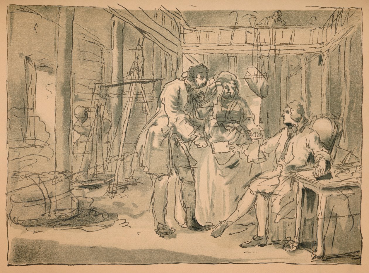 Afgewezen schets voor Industrie en Ledigheid, 1747 door William Hogarth