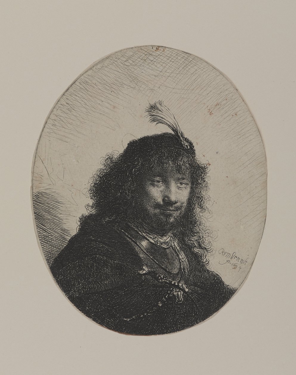 Rembrandt met Gevederde Hoed en Neergelaten Sabel door William Hogarth