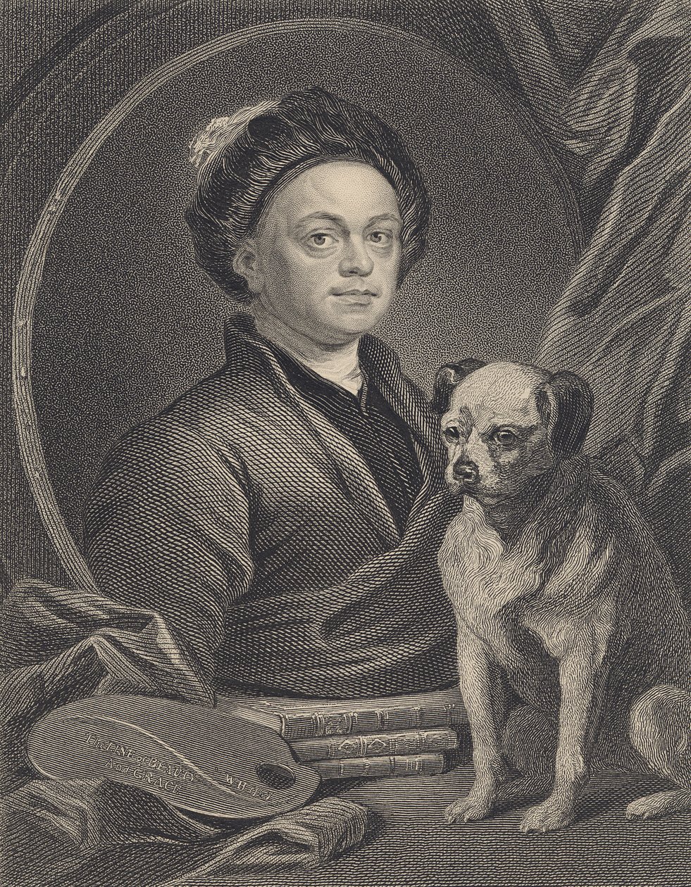 Zelfportret, gegraveerd door J. Mollison door William Hogarth