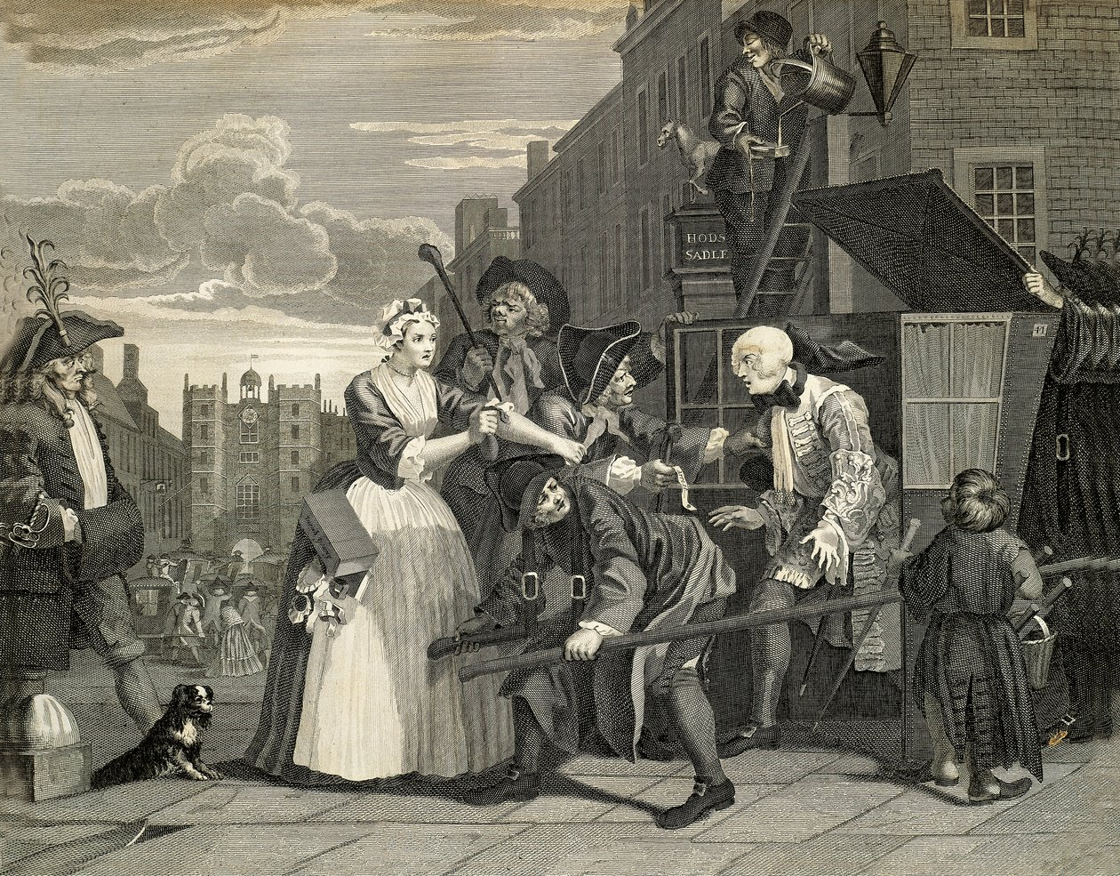 Straatscènes in Londen door William Hogarth