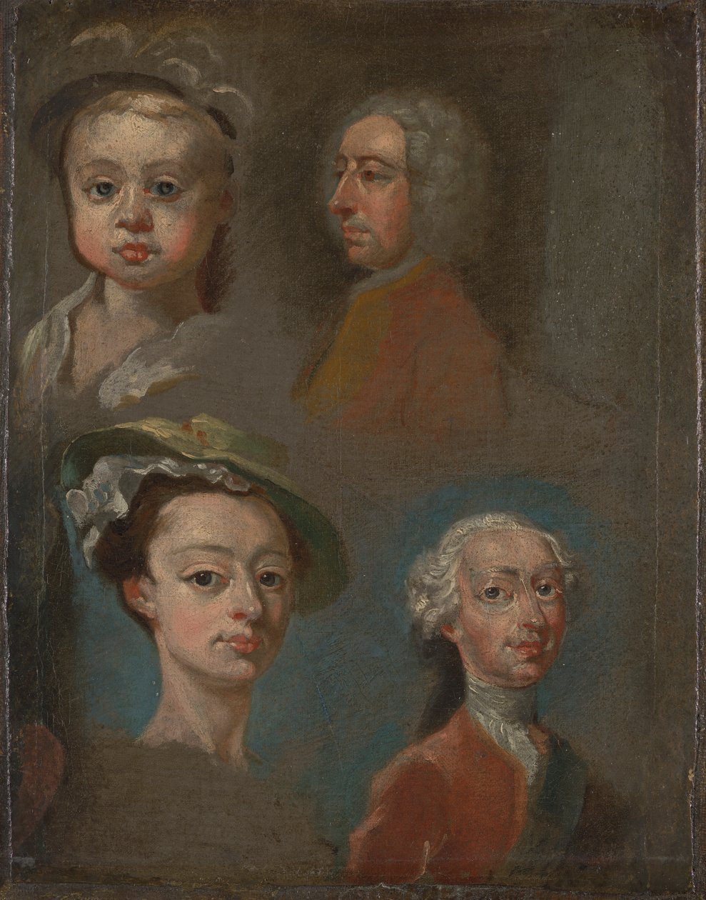 Studies van hoofden door William Hogarth