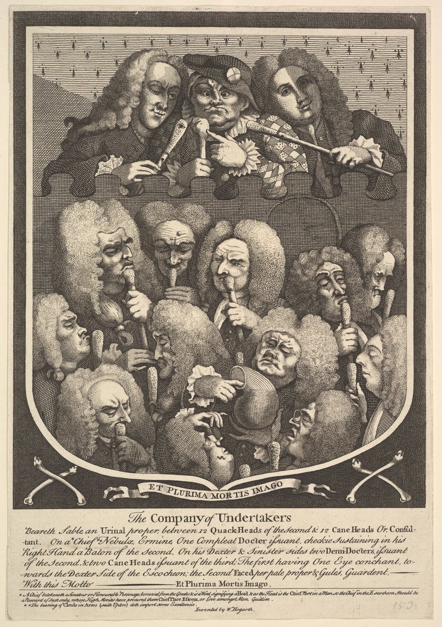 De vereniging van begrafenisondernemers door William Hogarth