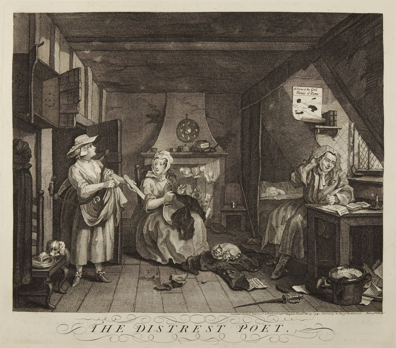 De gekwelde dichter door William Hogarth