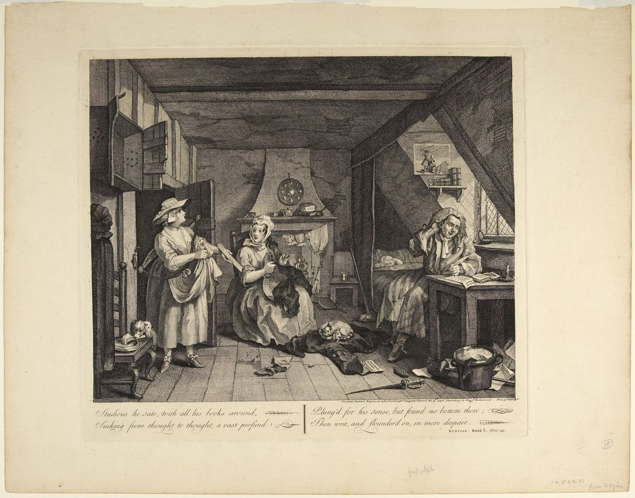 De gekwelde dichter door William Hogarth