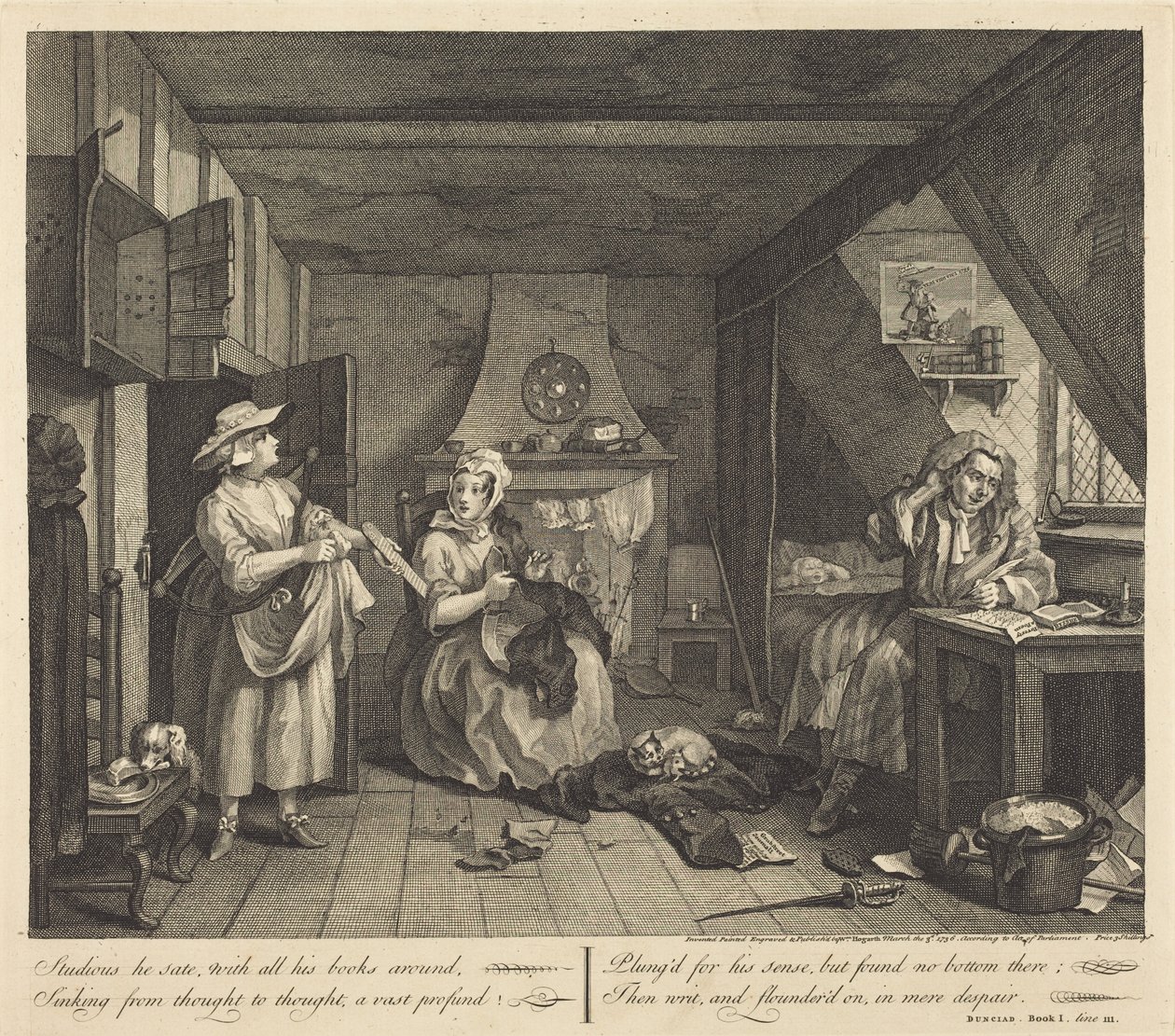 De noodlijdende dichter door William Hogarth