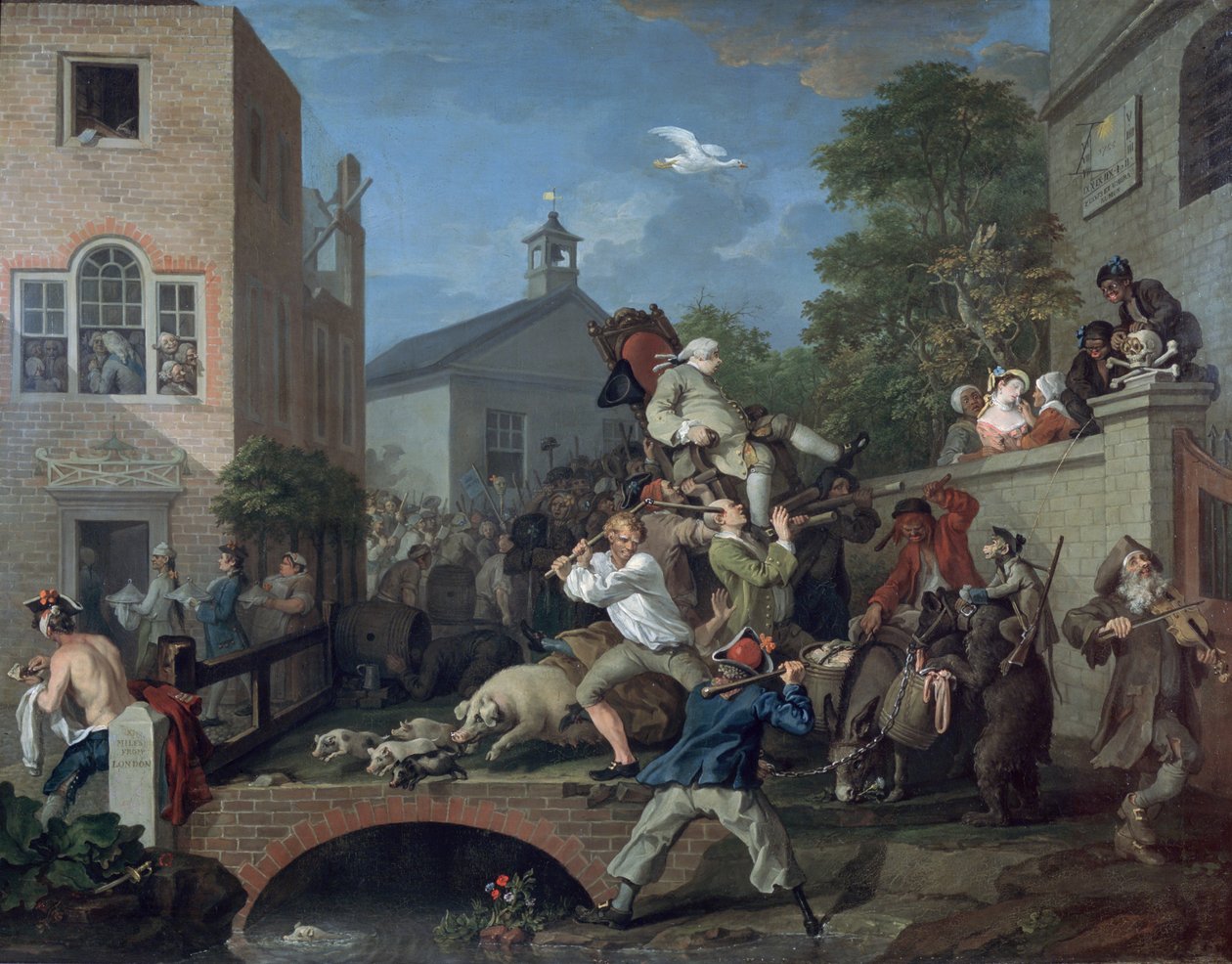 De Verkiezing IV Het Inhuldigen van het Lid door William Hogarth