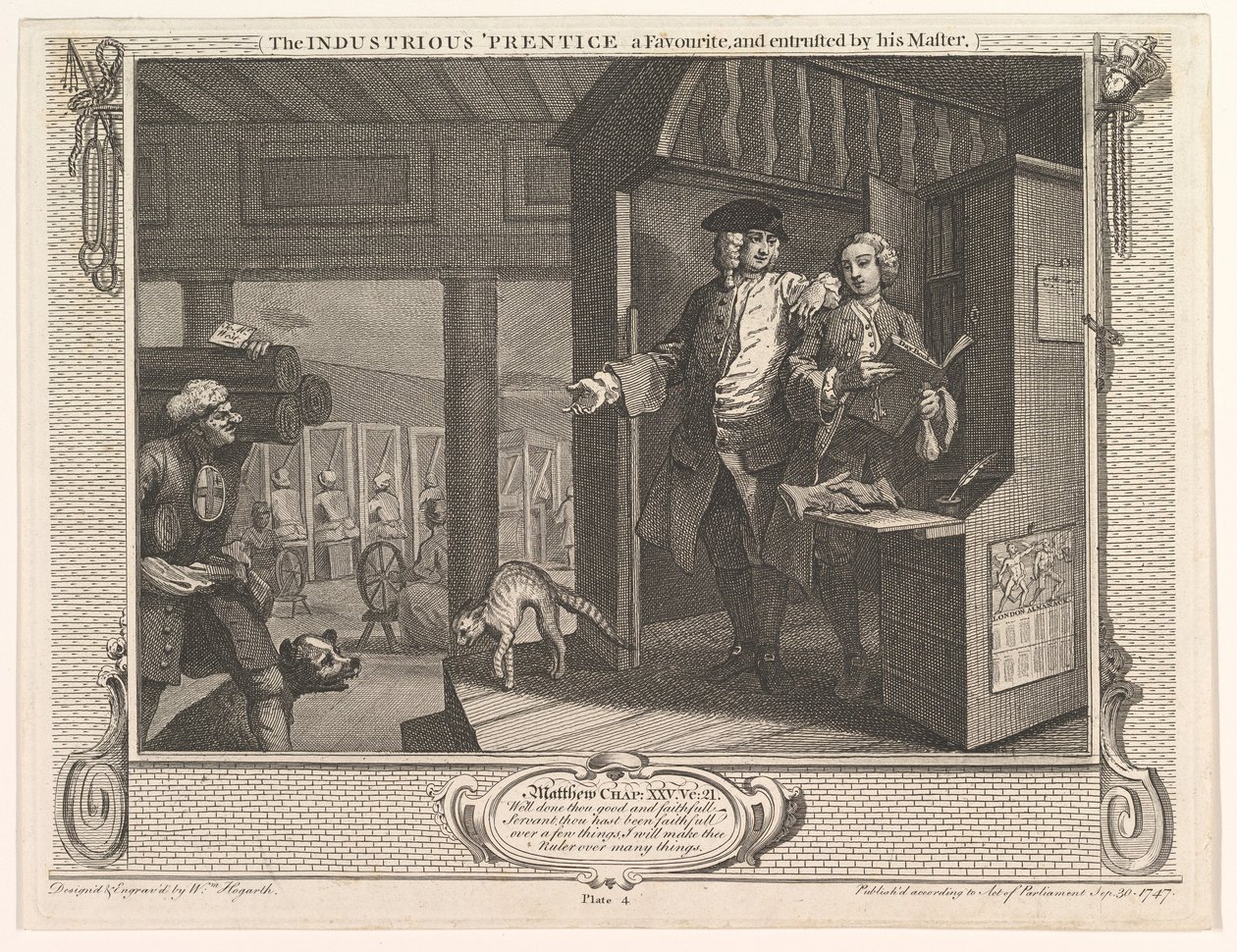 De IJverige Leerling een Favoriet en Vertrouwd door zijn Meester Industrie, 30 september 1747 door William Hogarth