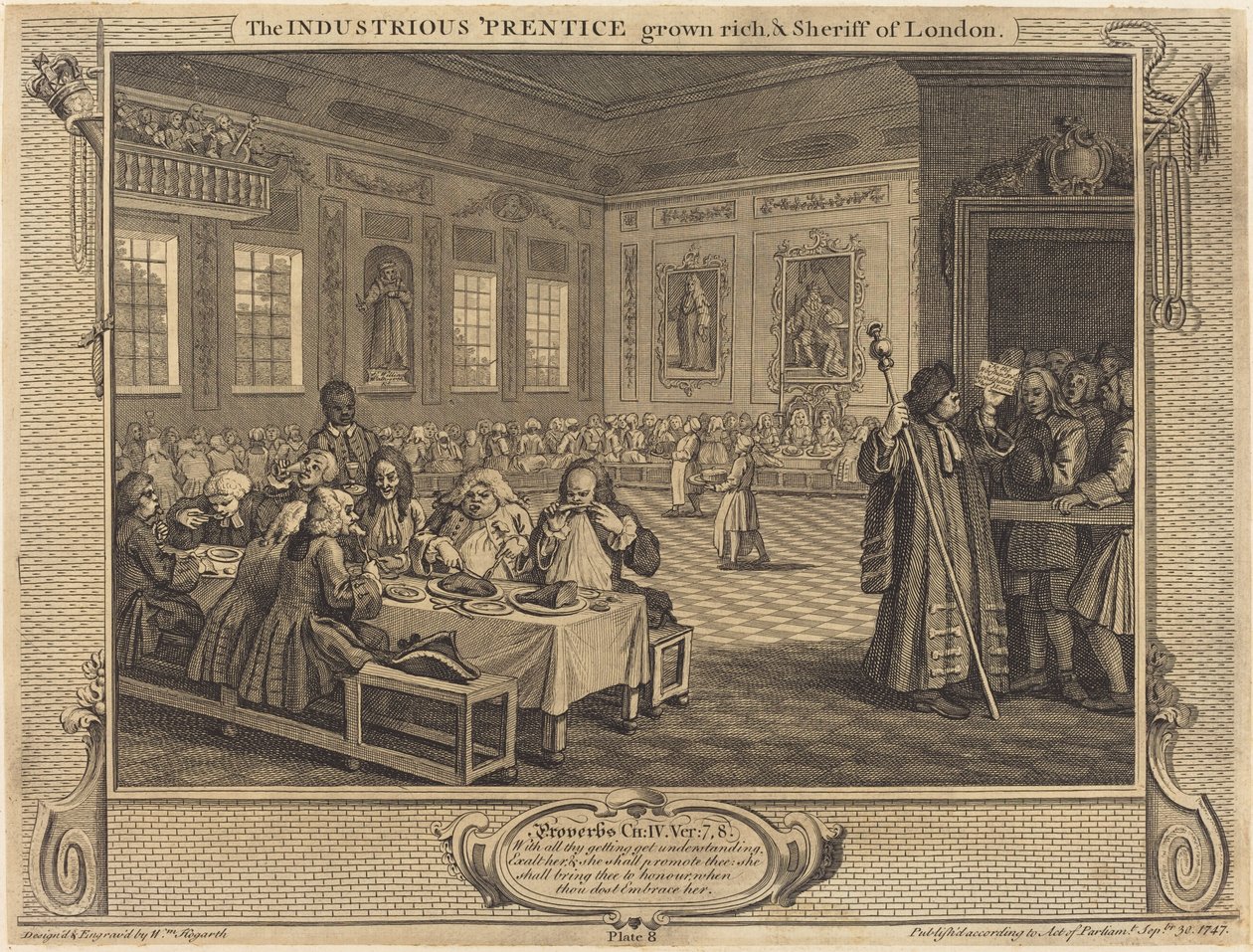 De IJverige Leerling Rijk en Sheriff van Londen door William Hogarth