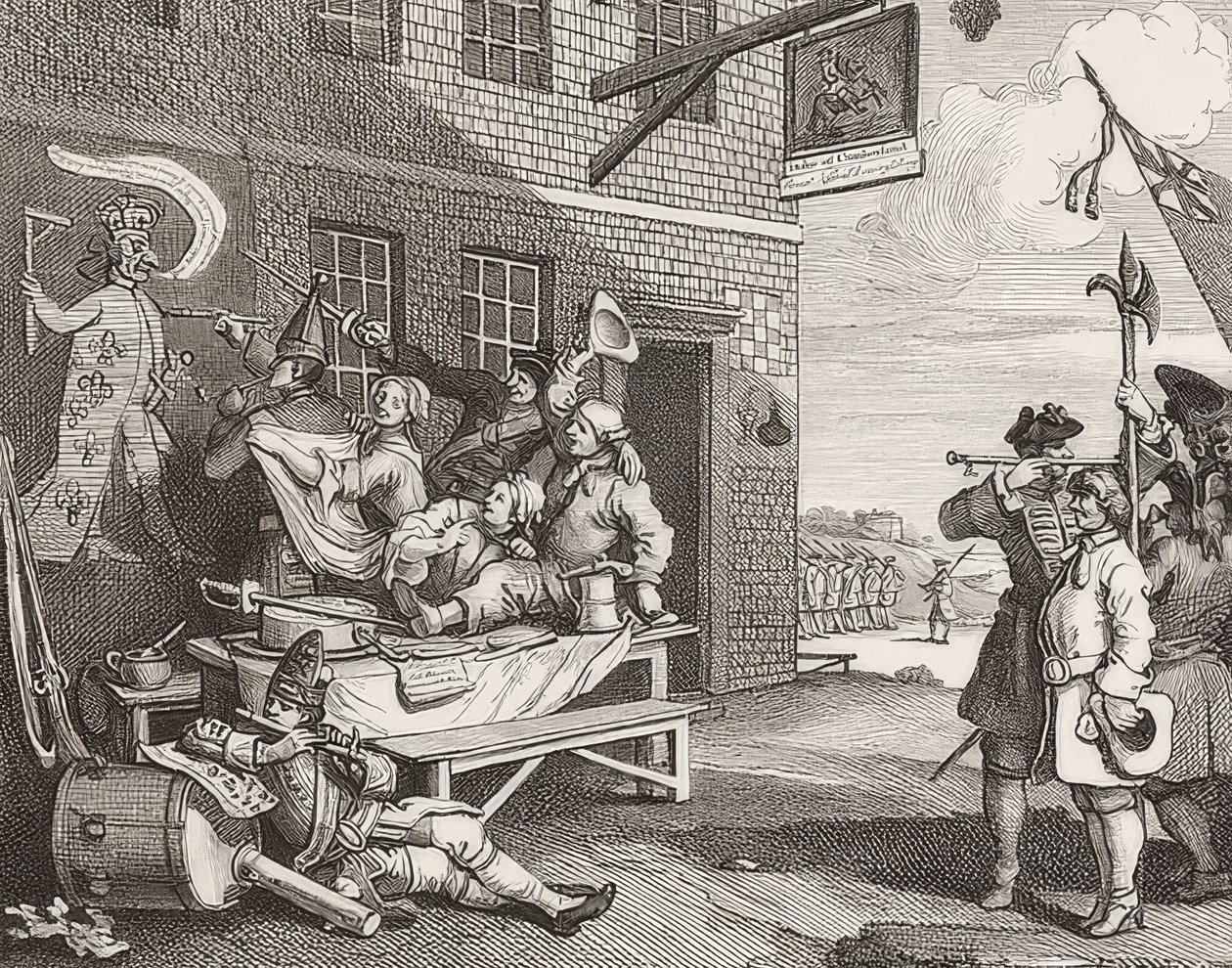 De Invasie, Plaat 2: Engeland. 1756 door William Hogarth