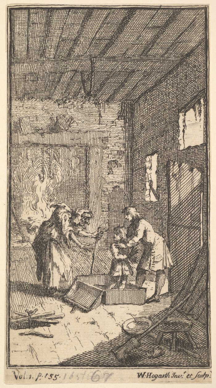 De nieuwe metamorfose, plaat 4: Invidiosa bevrijdt Fantasio door William Hogarth