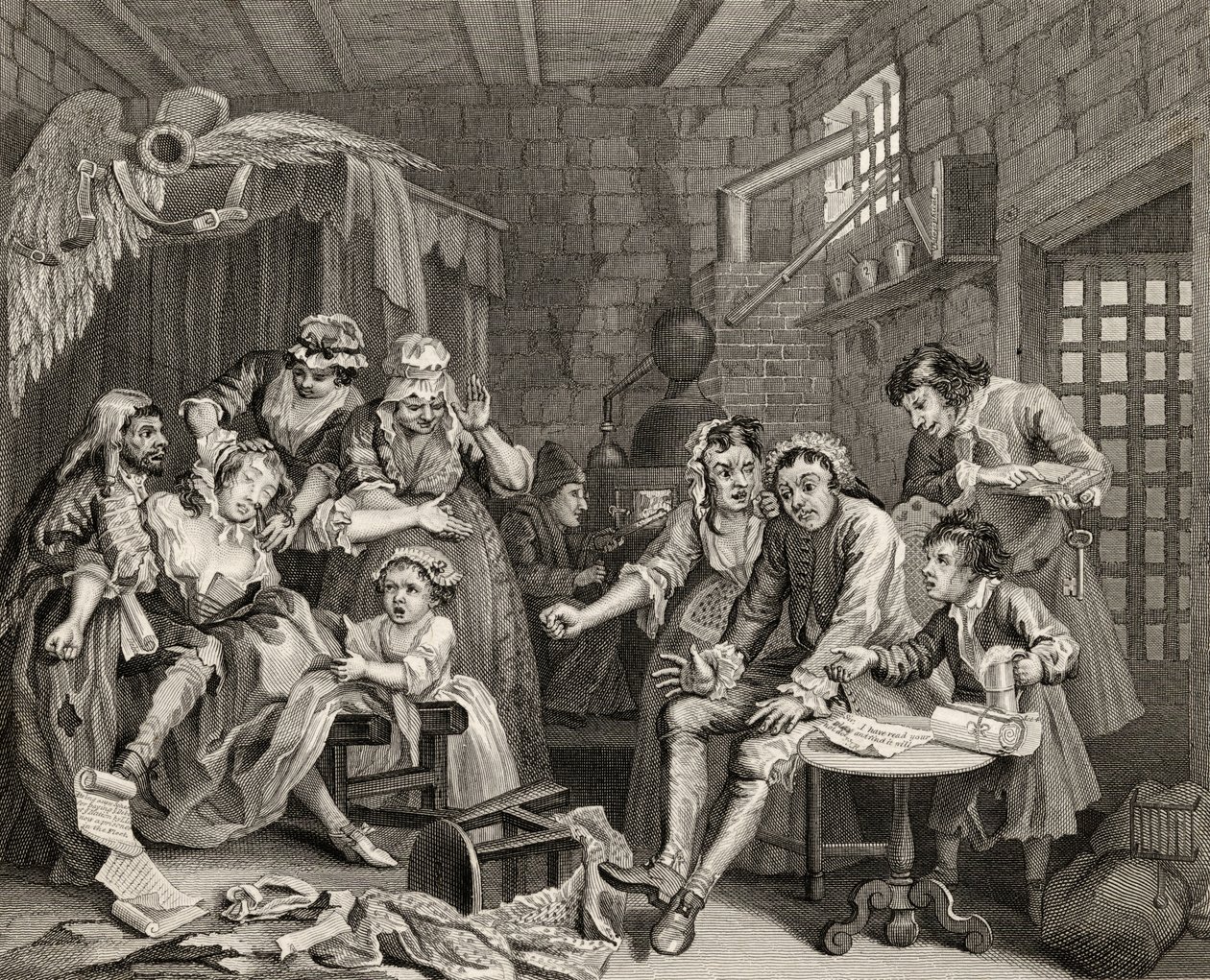 De gevangenisscène, plaat VII uit 
