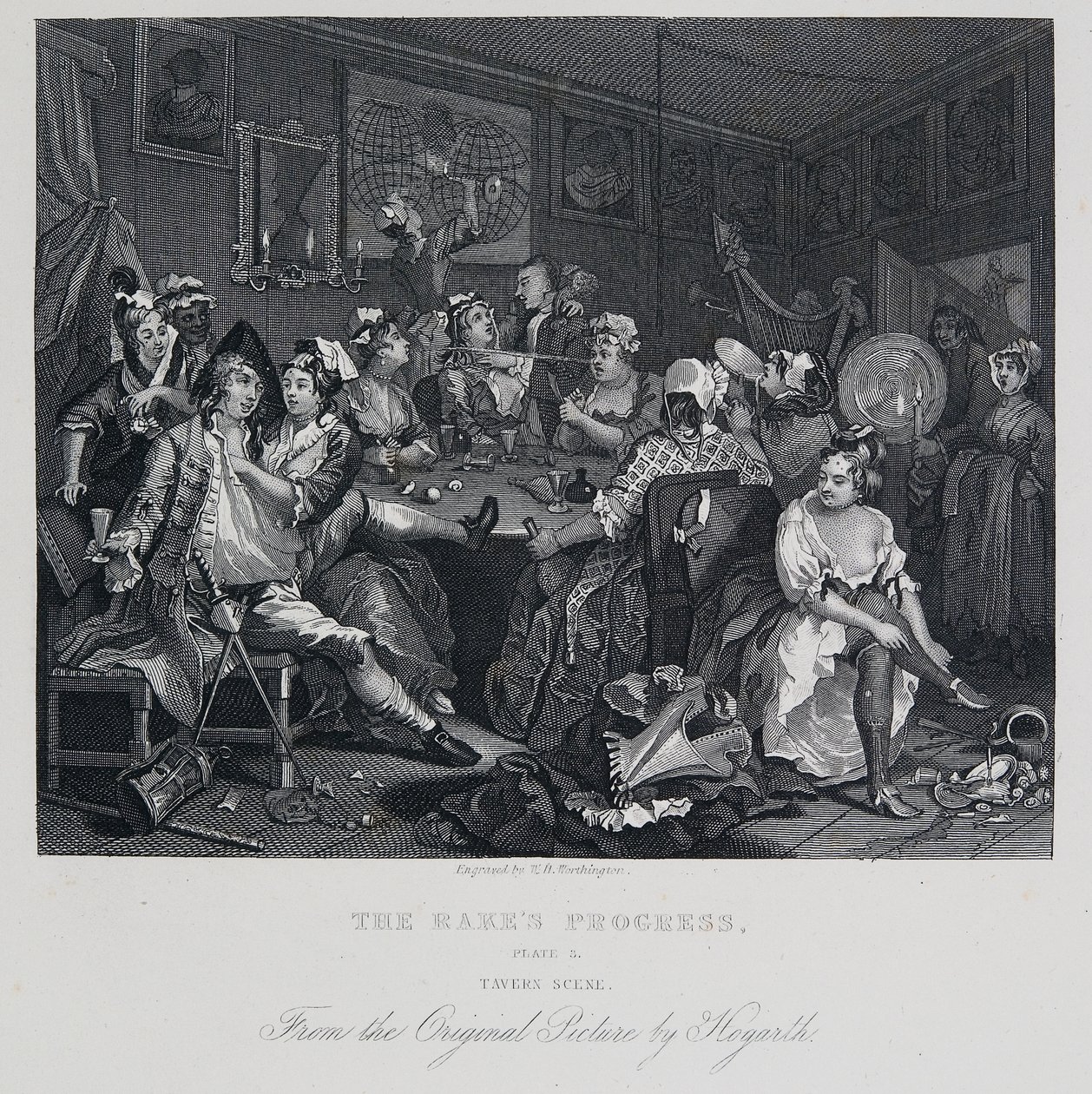 De Vooruitgang van de Hark: Herberg Scène door William Hogarth