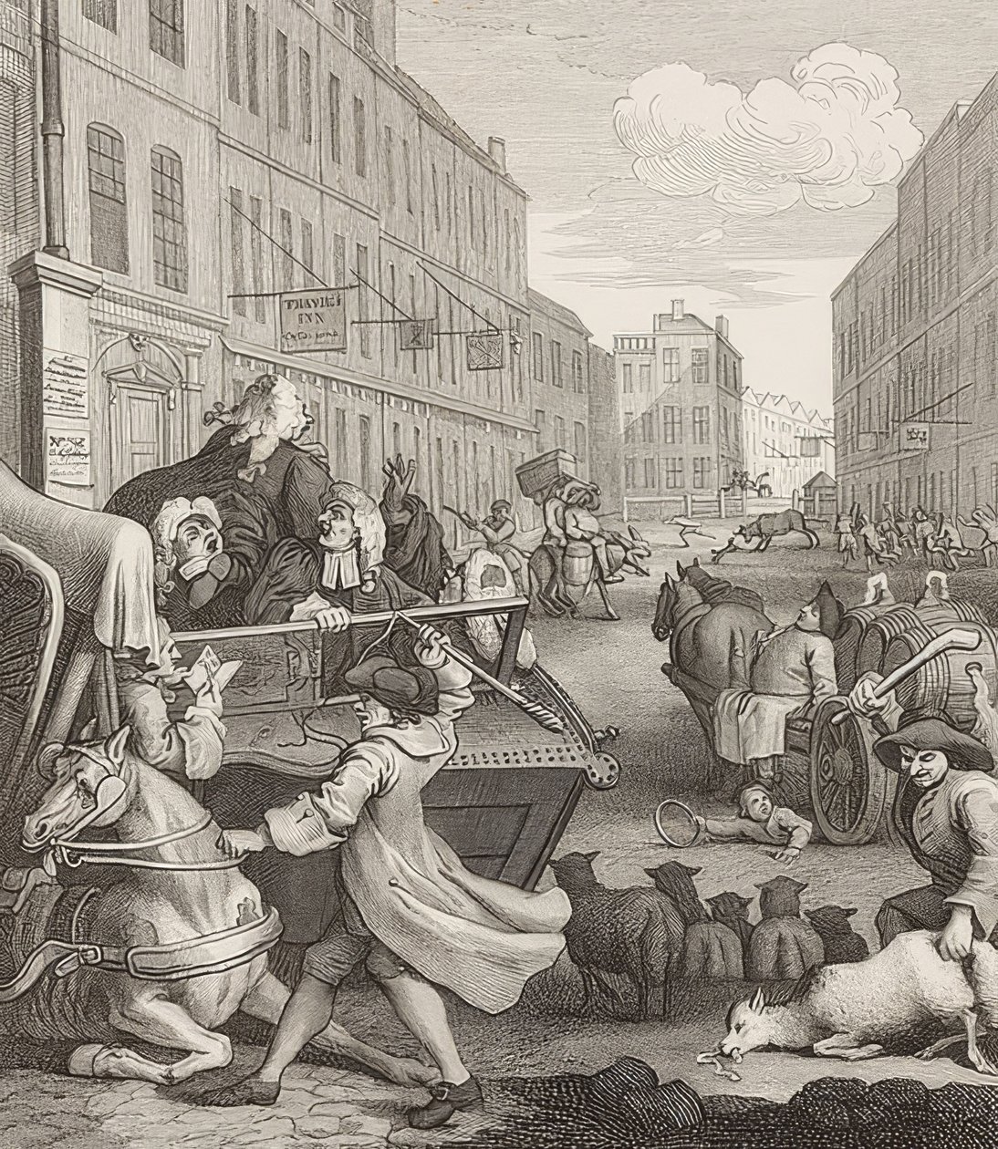 De tweede fase van wreedheid (uit: De vier fasen van wreedheid) door William Hogarth