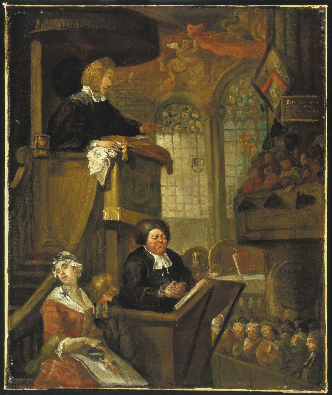 De slapende gemeente, 1728 door William Hogarth