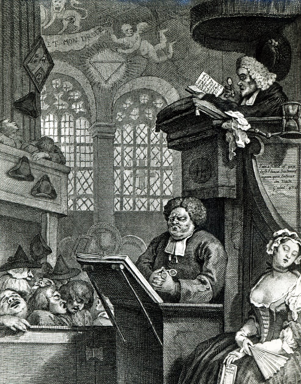 De slapende gemeente, 1736 door William Hogarth