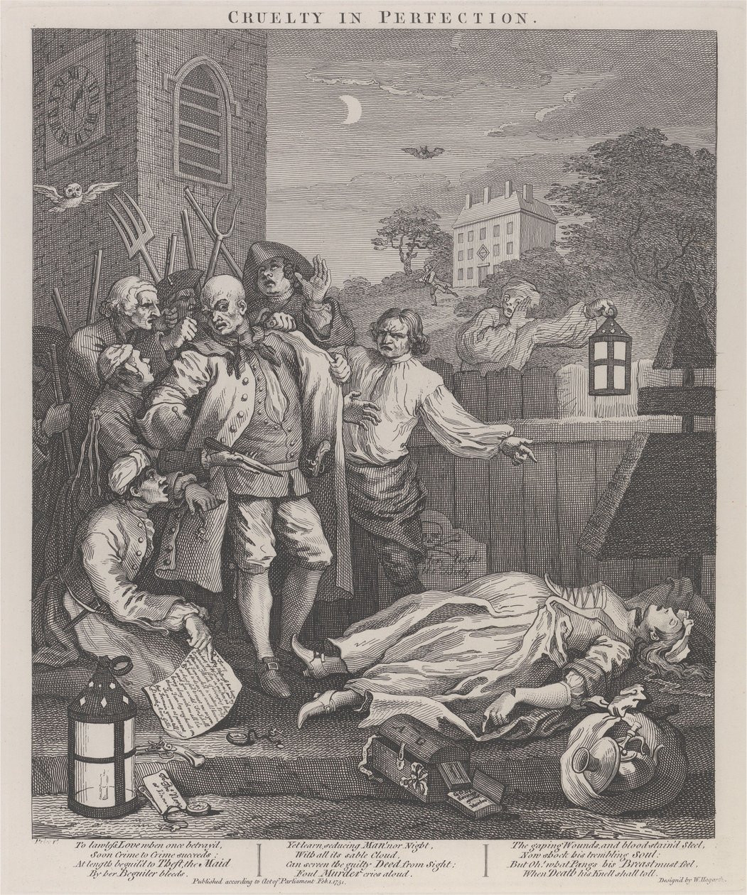 De derde fase van wreedheid: wreedheid in volmaaktheid door William Hogarth