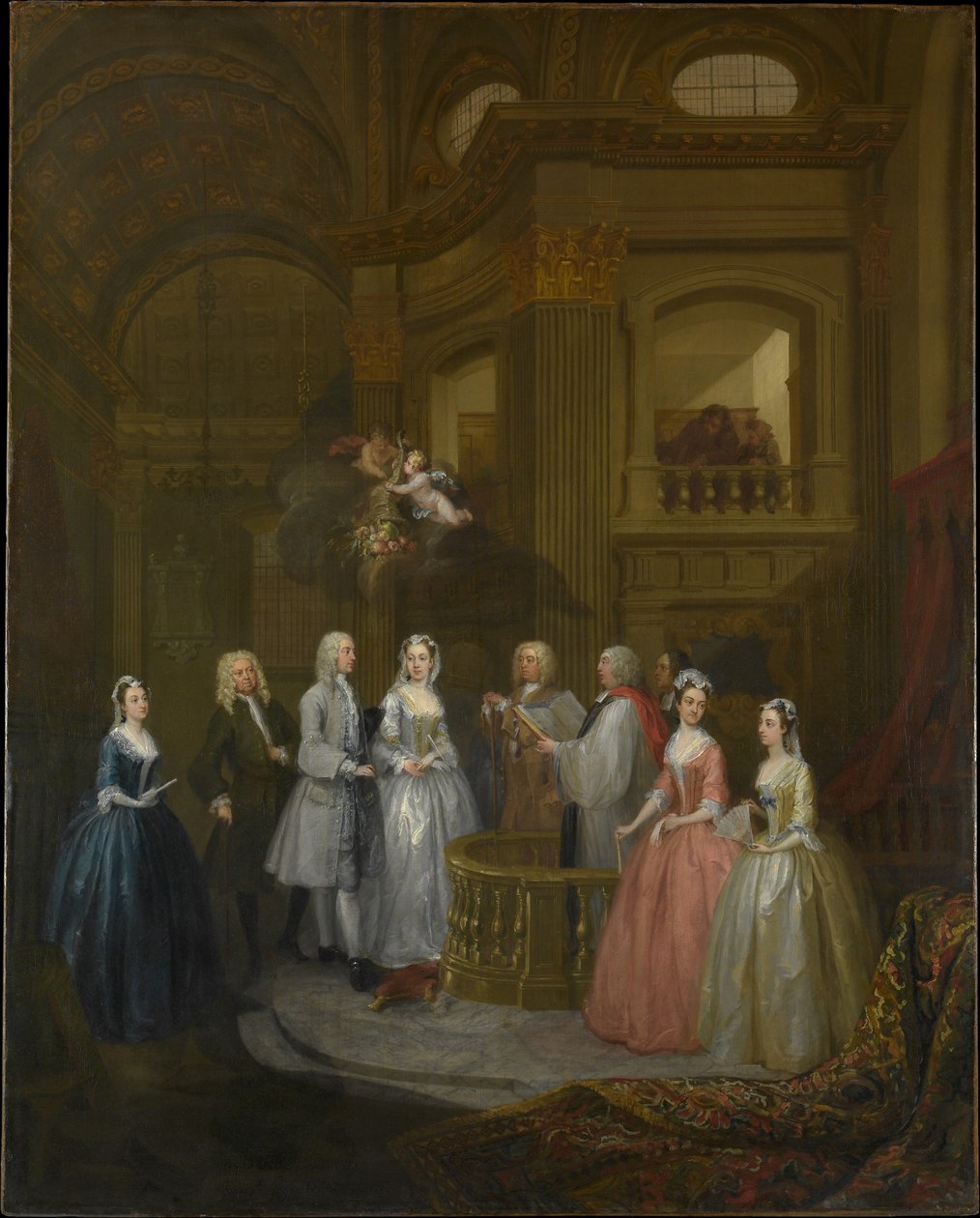 Het huwelijk van Stephen Beckingham en Mary Cox door William Hogarth