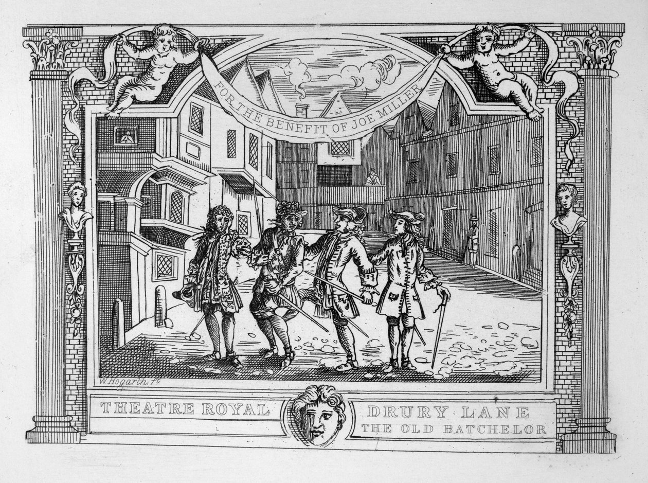 Theatre Royal, Drury Lane De Oude Vrijgezel door William Hogarth