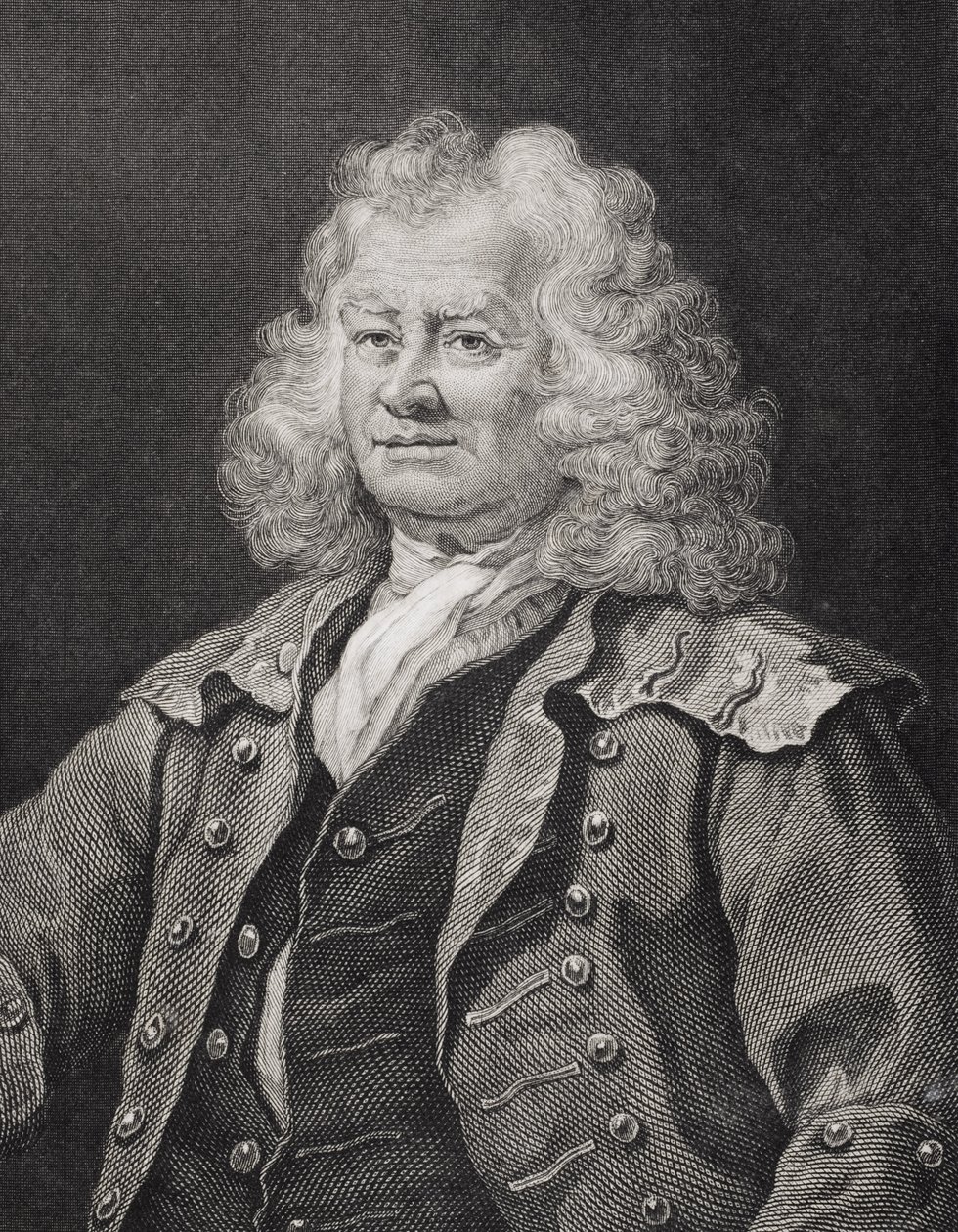 Thomas Coram, gegraveerd door J.W. Cook door William Hogarth