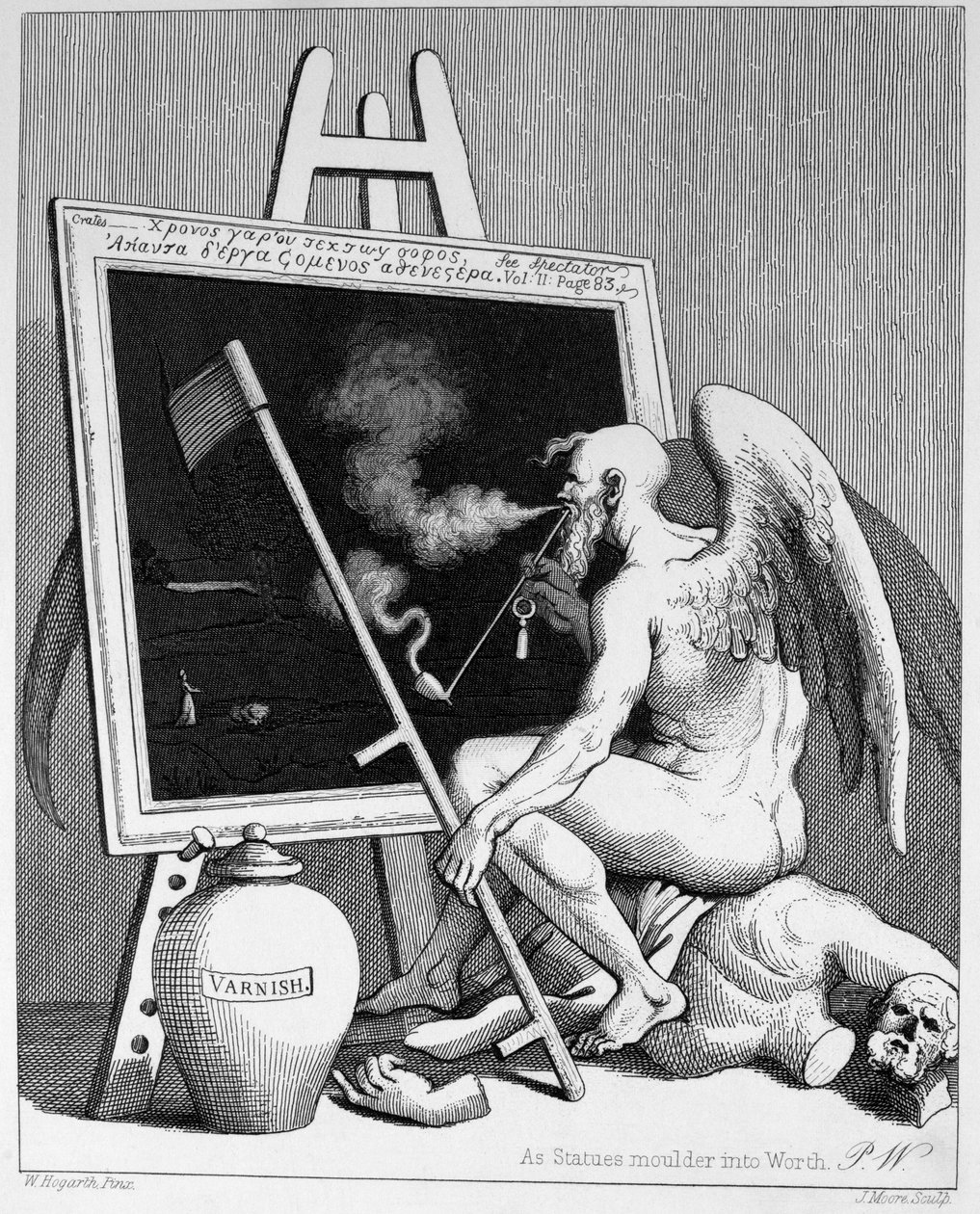 Tijd rookt een schilderij door William Hogarth