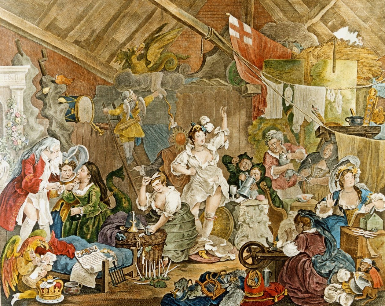 Strolling Actresses Dressing in a Barn door William Hogarth