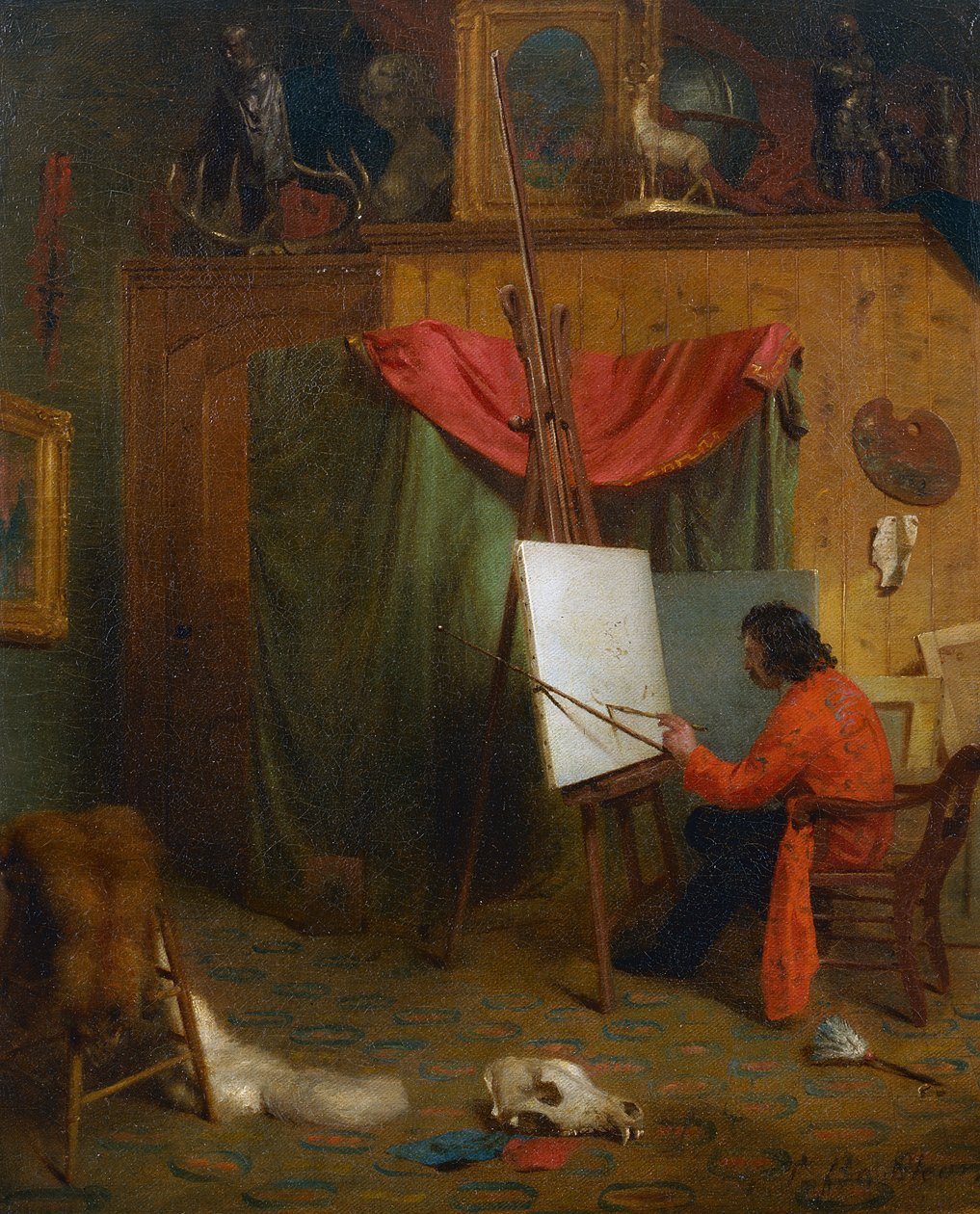 Zelfportret in het atelier door William Holbrook Beard