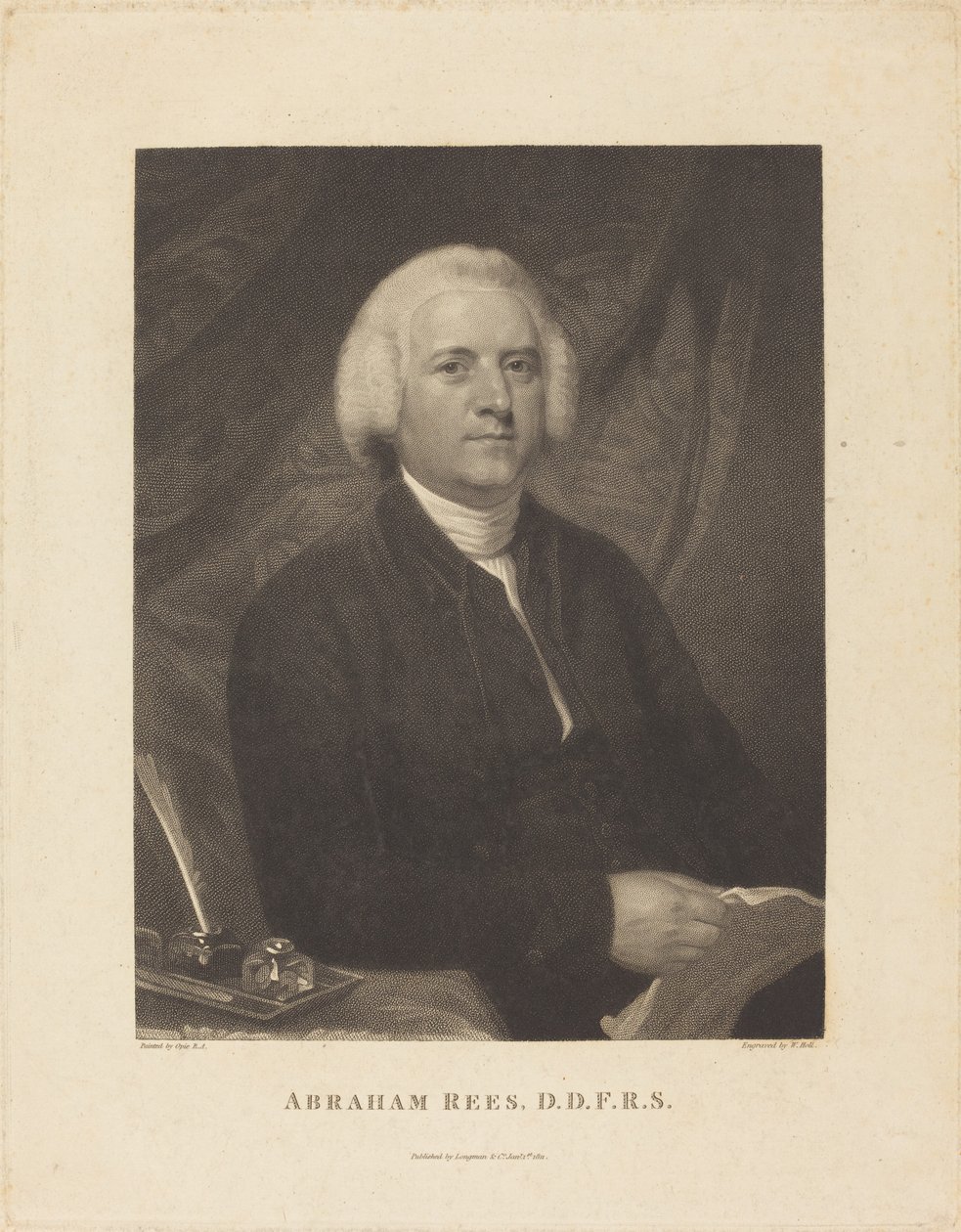 Abraham Rees door William Holl I after John Opie