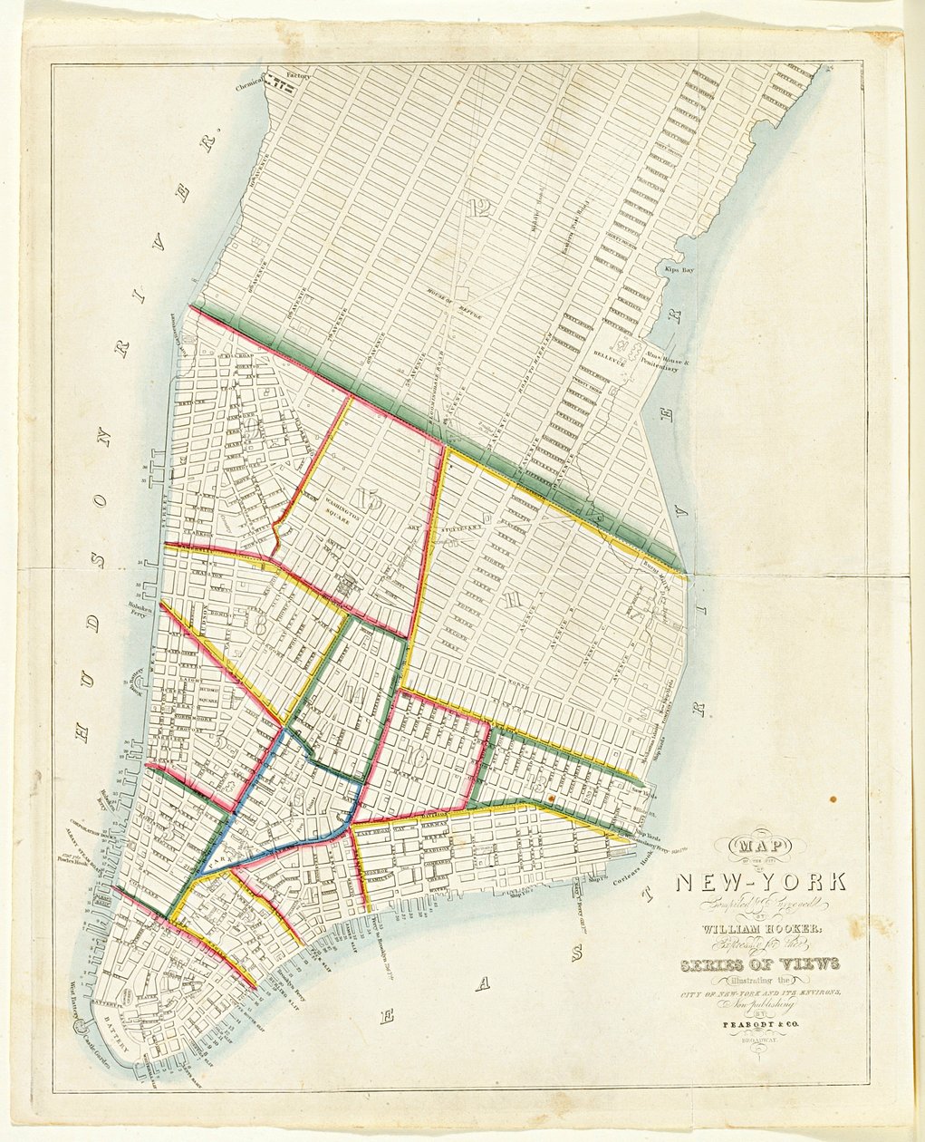 Kaart van de stad New York [tot aan East 53rd Street], 1885 door William Hooker