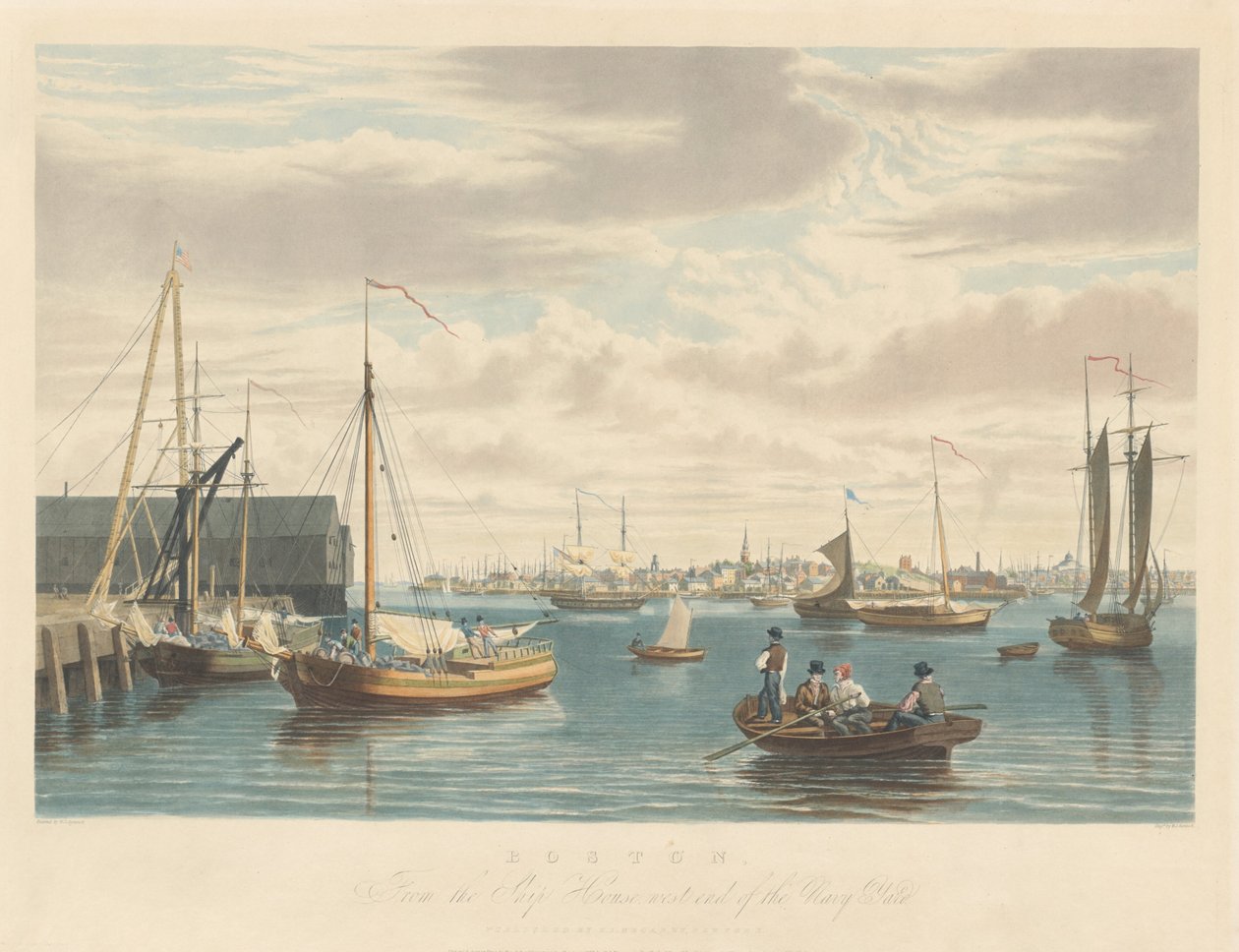 Boston: vanaf het Ship House aan het westelijke einde van de marinewerf door William James Bennett