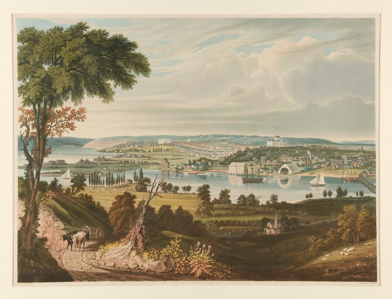 Stad Washington van voorbij de Marinewerf door William James Bennett