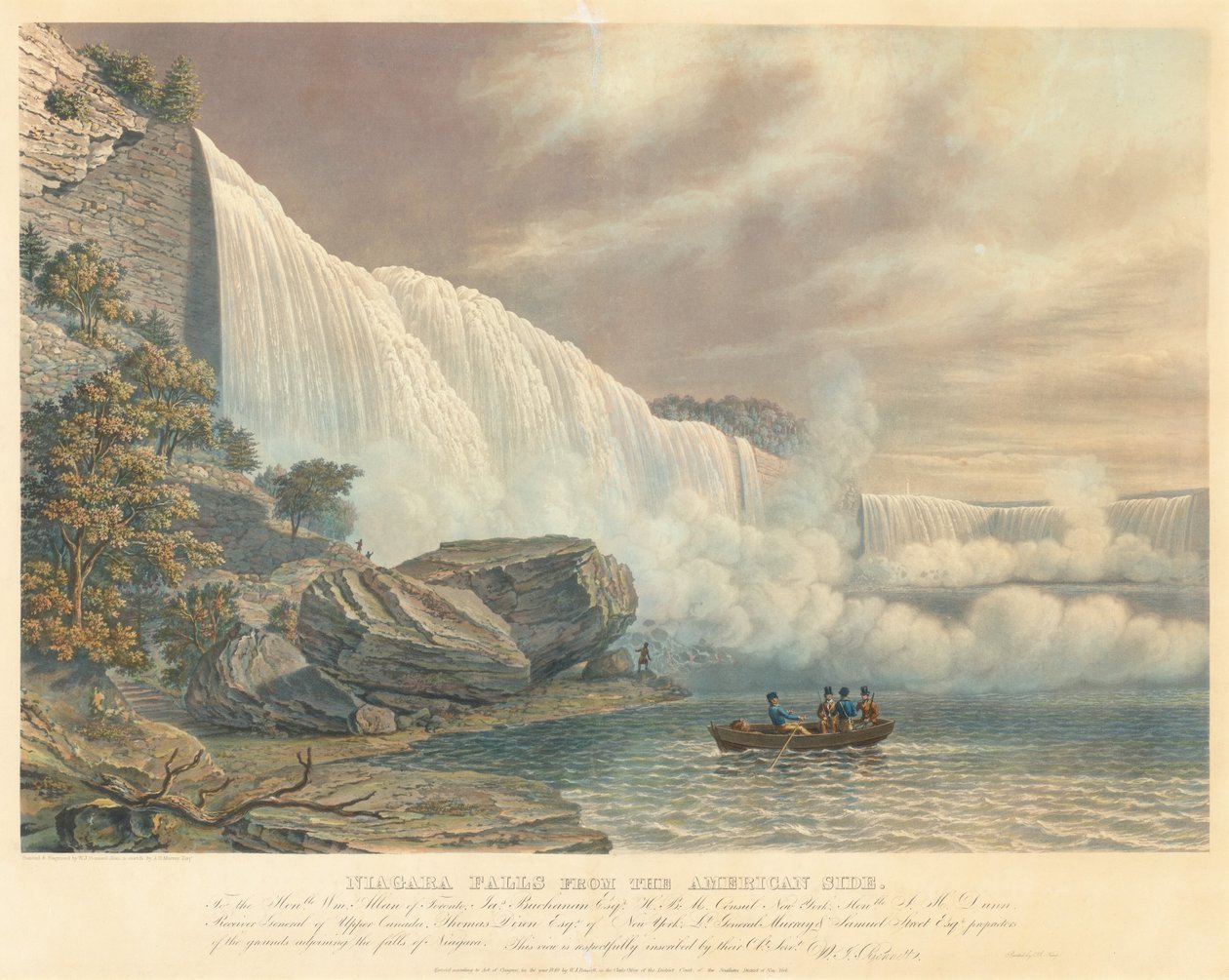 Niagara Falls vanaf de Amerikaanse kant door William James Bennett after John Robert Murray