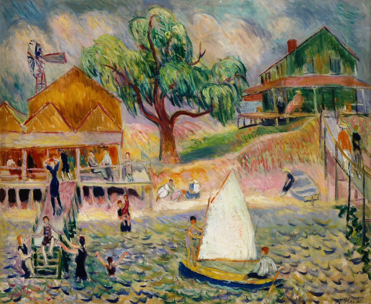 Het Groene Strandhuis, Bellport, Long Island door William James Glackens