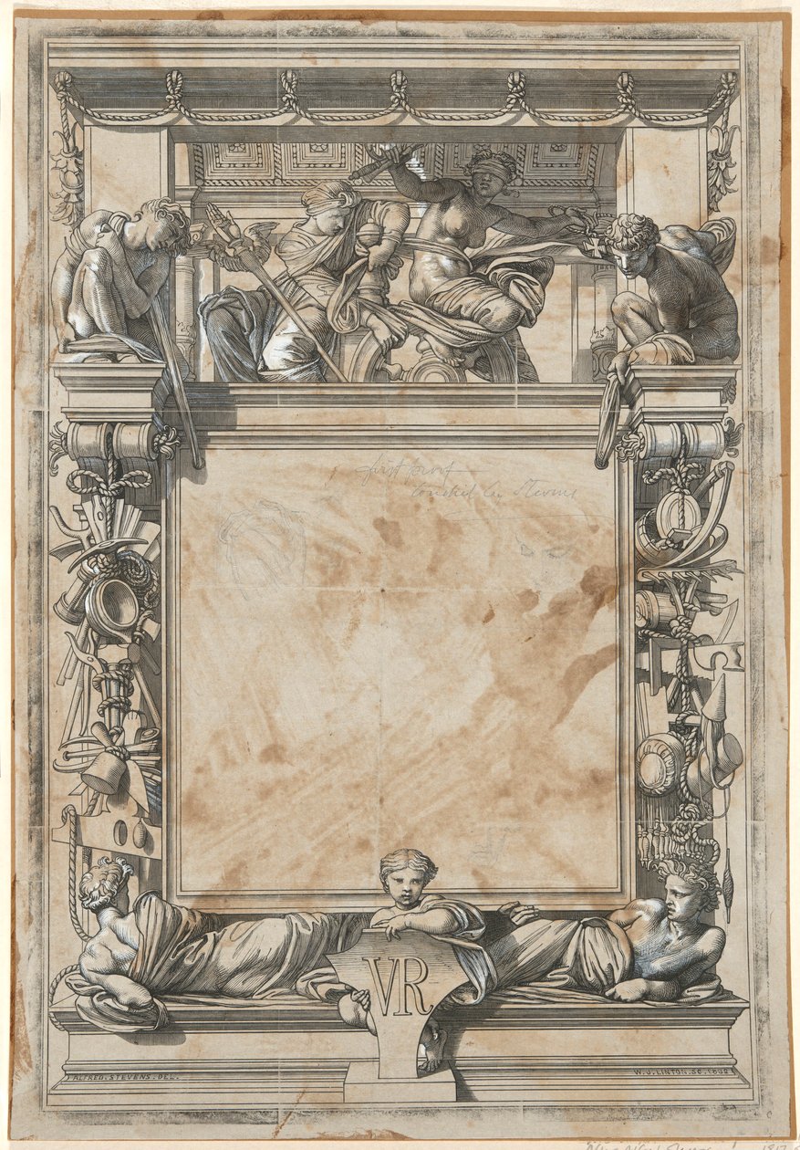 Ontwerp voor de Eervolle Vermelding Certificaat van de London International Exhibition van 1862 door William James Linton
