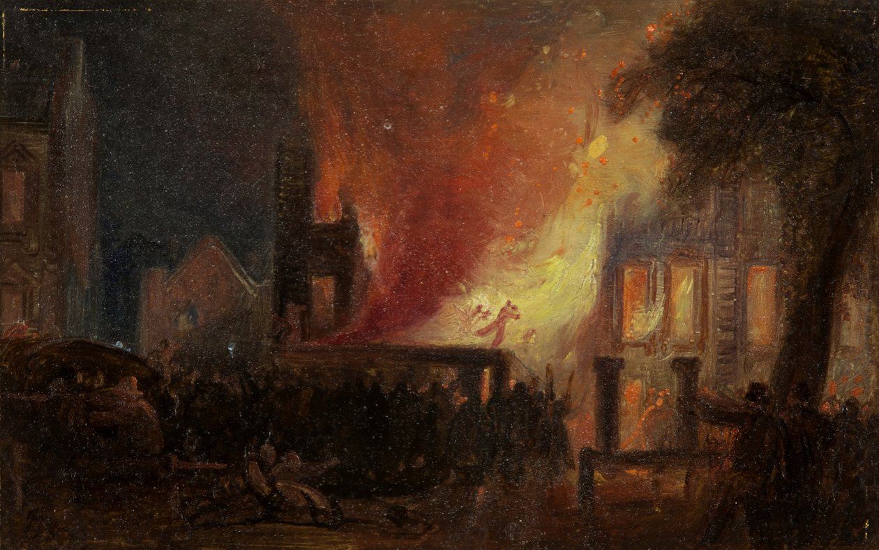 Bristol Rellen: De Verbranding van Queen Square: het Douanehuis door William James Muller