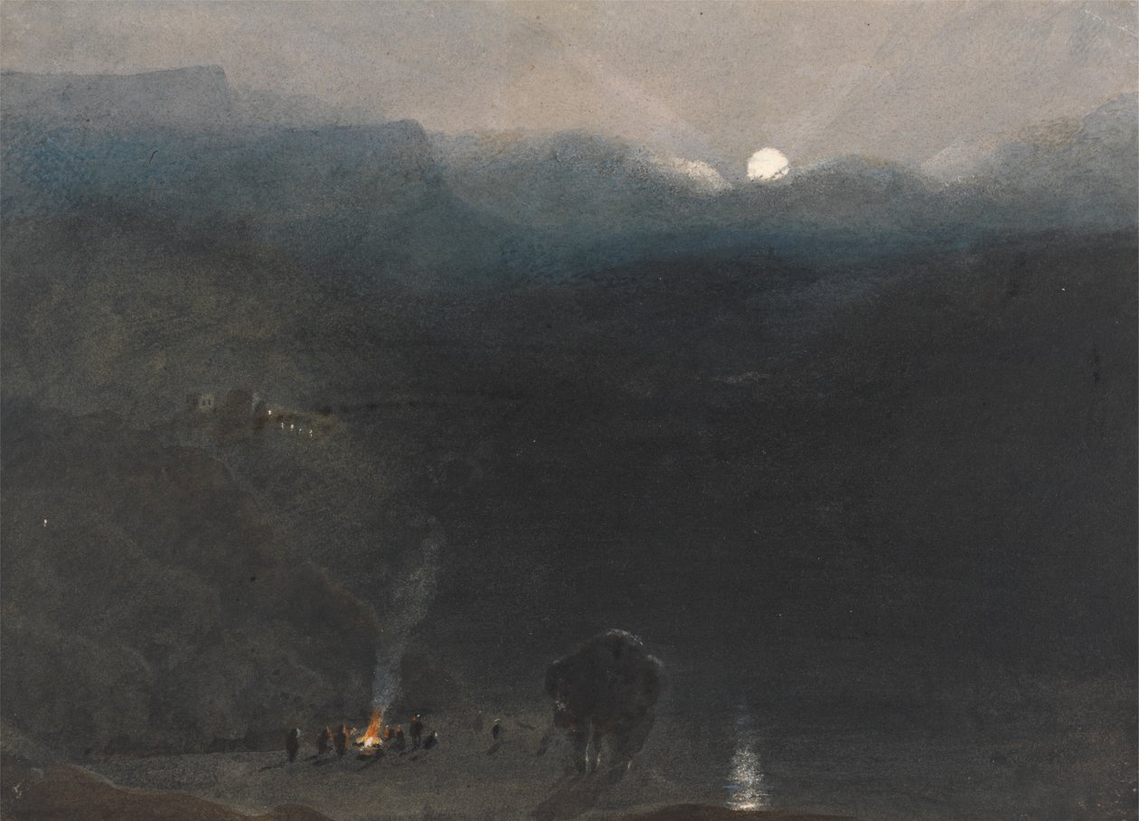 Mauritius - Maanlicht, met houtskoolbrandersvuur in de Black River Gorge door William John Chamberlayne