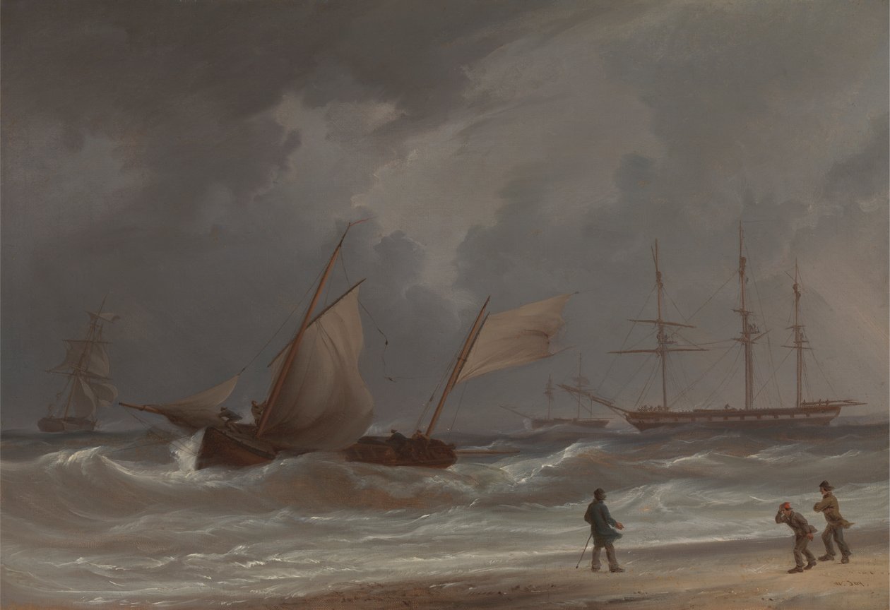Een logger die aan wal wordt gedreven in een storm door William Joy