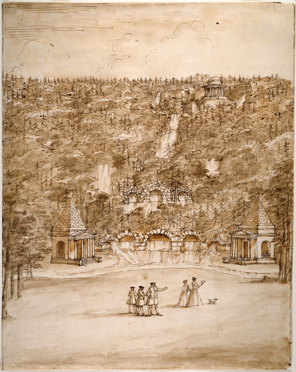 Chatsworth: ontwerp voor een waterval, vroege jaren 1740 door William Kent