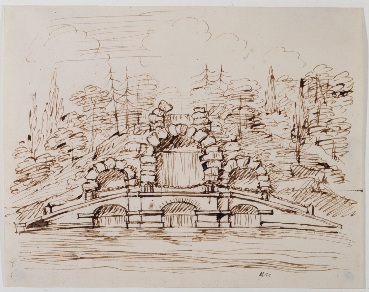 Chiswick, ontwerp voor de cascade zoals gebouwd door William Kent