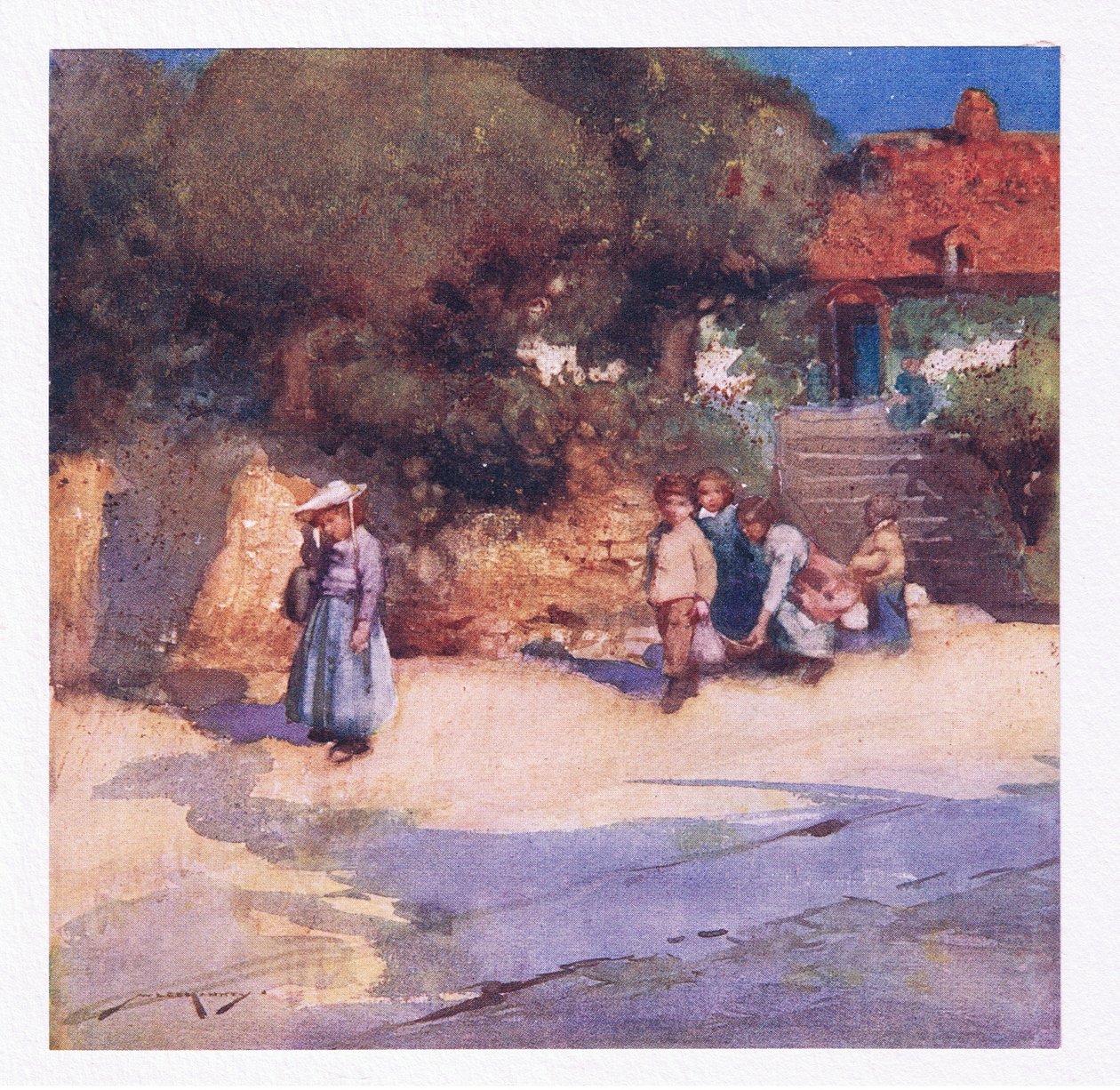 De speelse kinderen net vrijgelaten van school door William Lee Hankey