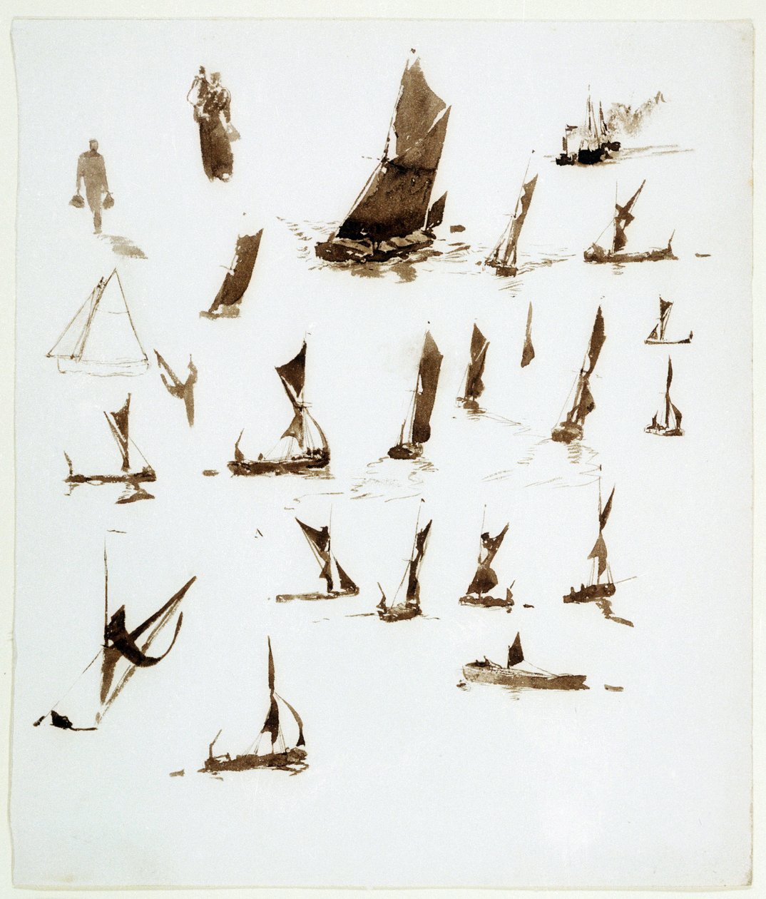 Thames woonbootstudies (Engeland), ca. 1890 door William Lionel Wyllie