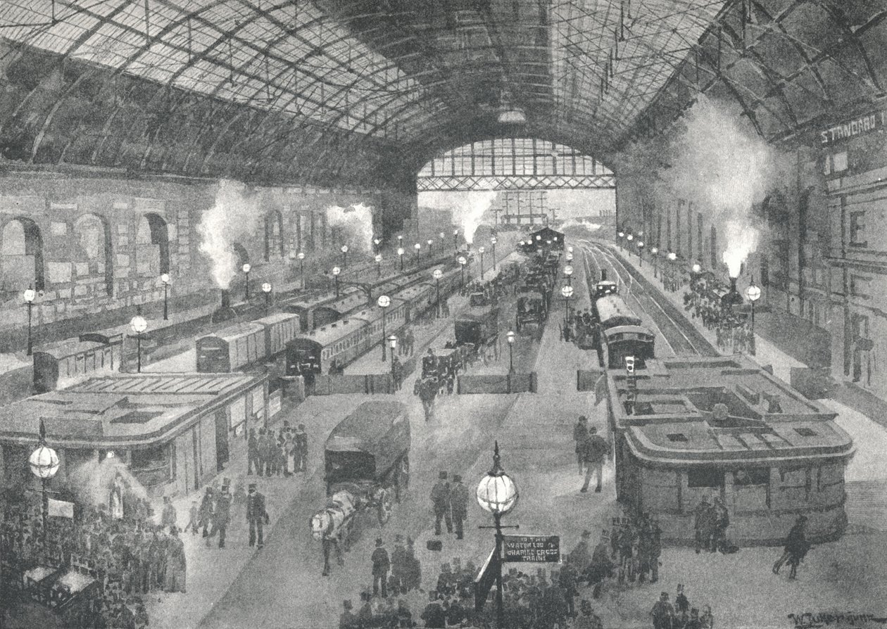 Cannon Street Station - Nacht, 1891 door William Luker