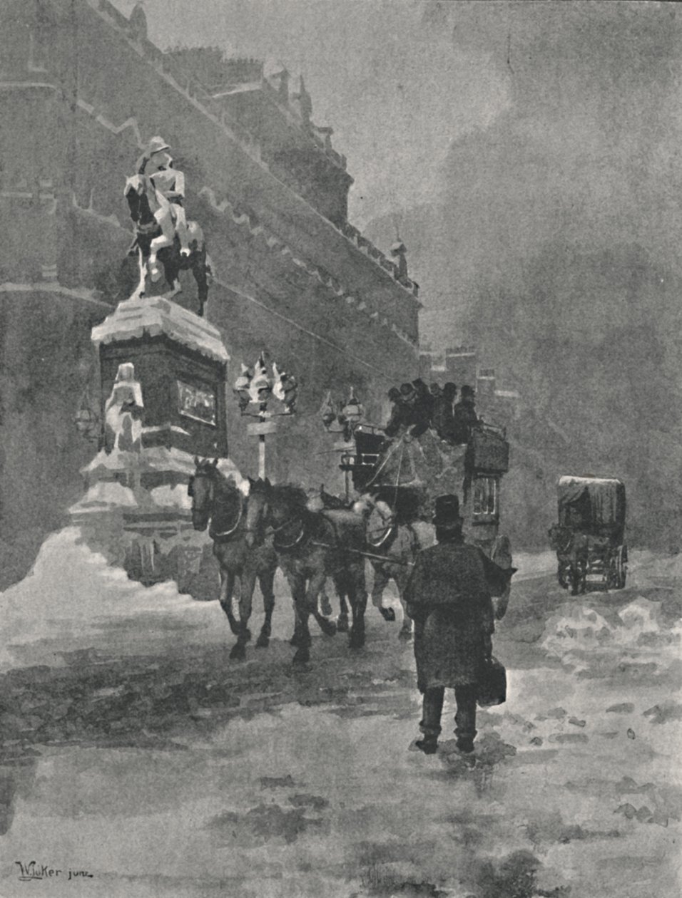 Holborn Circus - Een winterochtend door William Luker