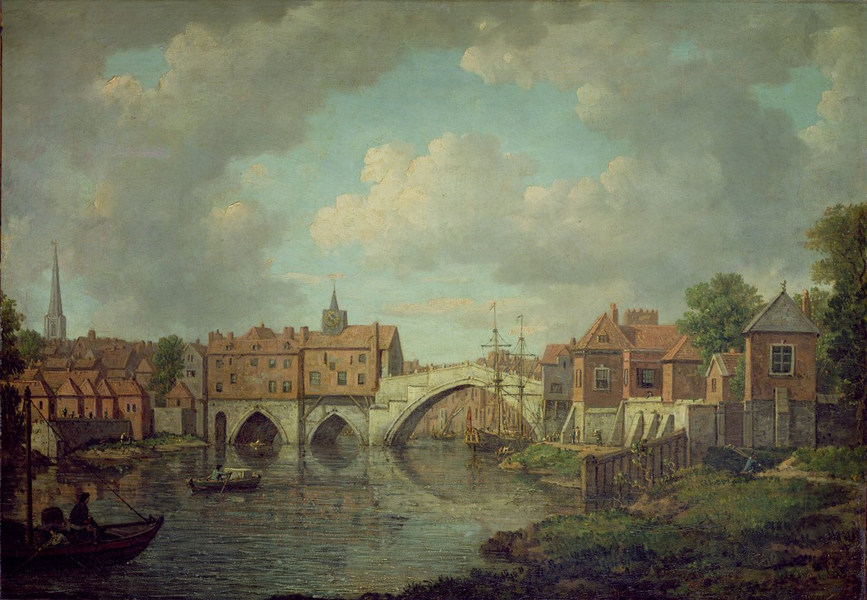 Ouse Bridge, York, ca.1764 (olieverf op doek) door William Marlow