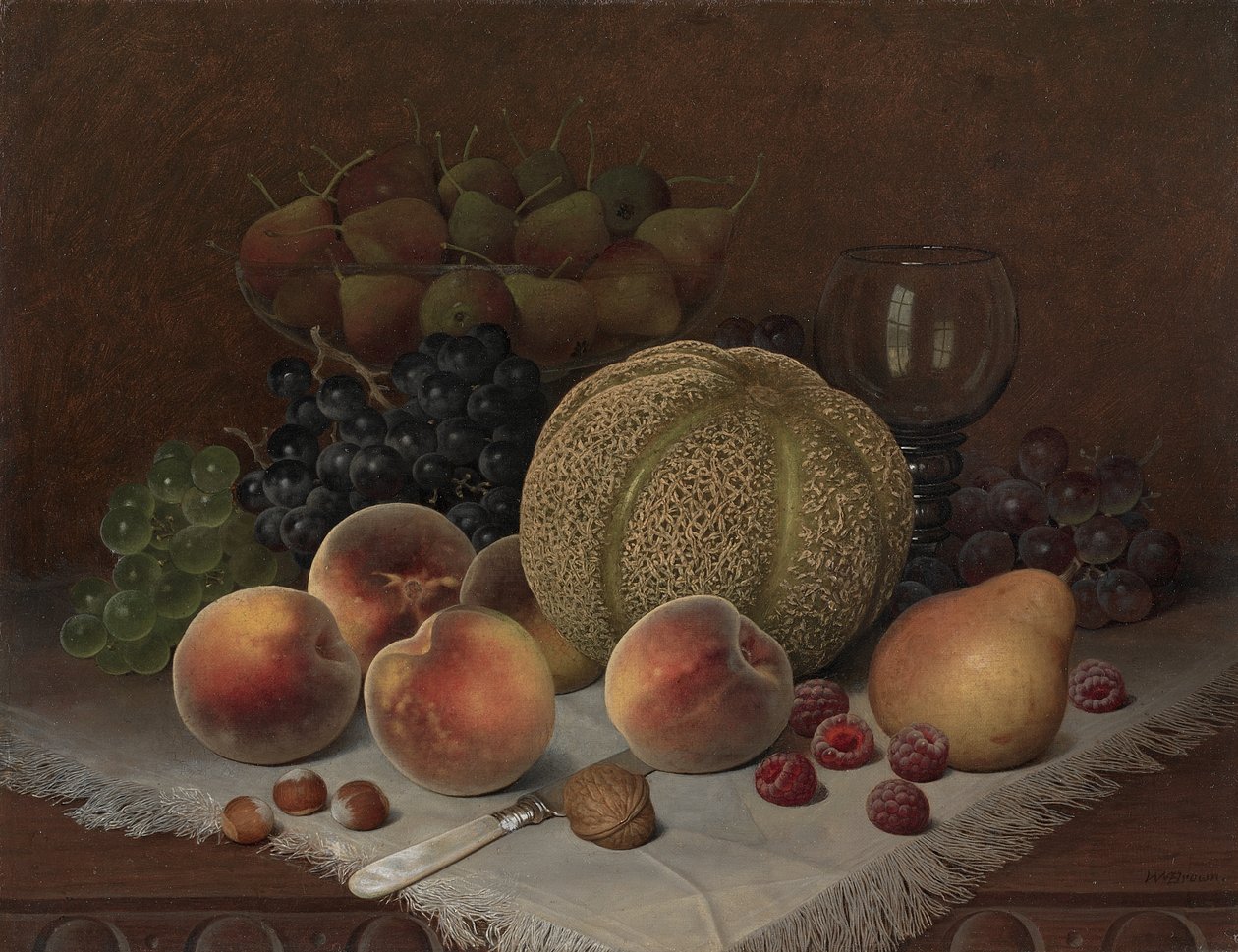 Stilleven met meloen door William Mason Brown